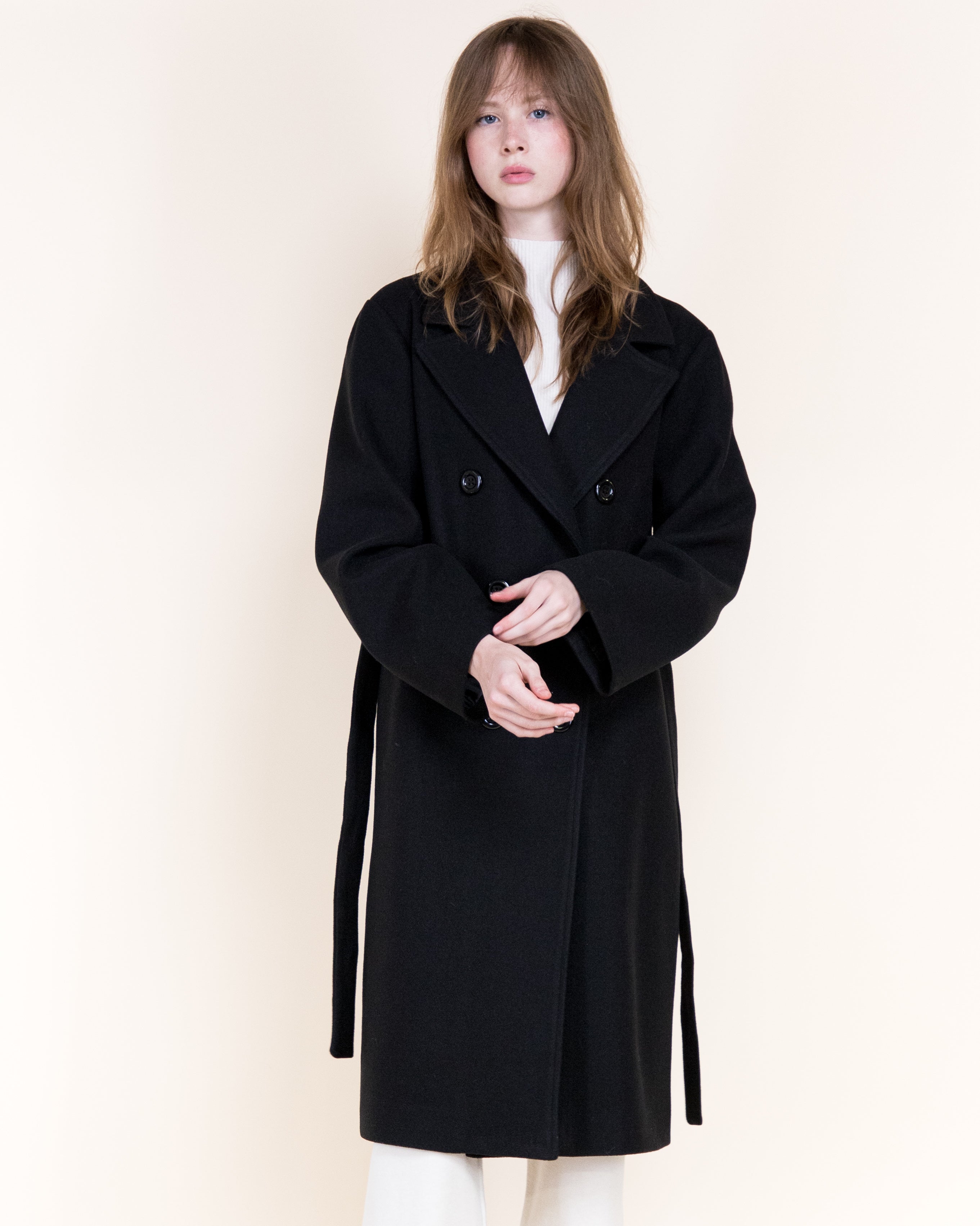 Classic Double Breasted Belted Peacoat- BEIGE (S/M, L/XL) (Pack of 6)
