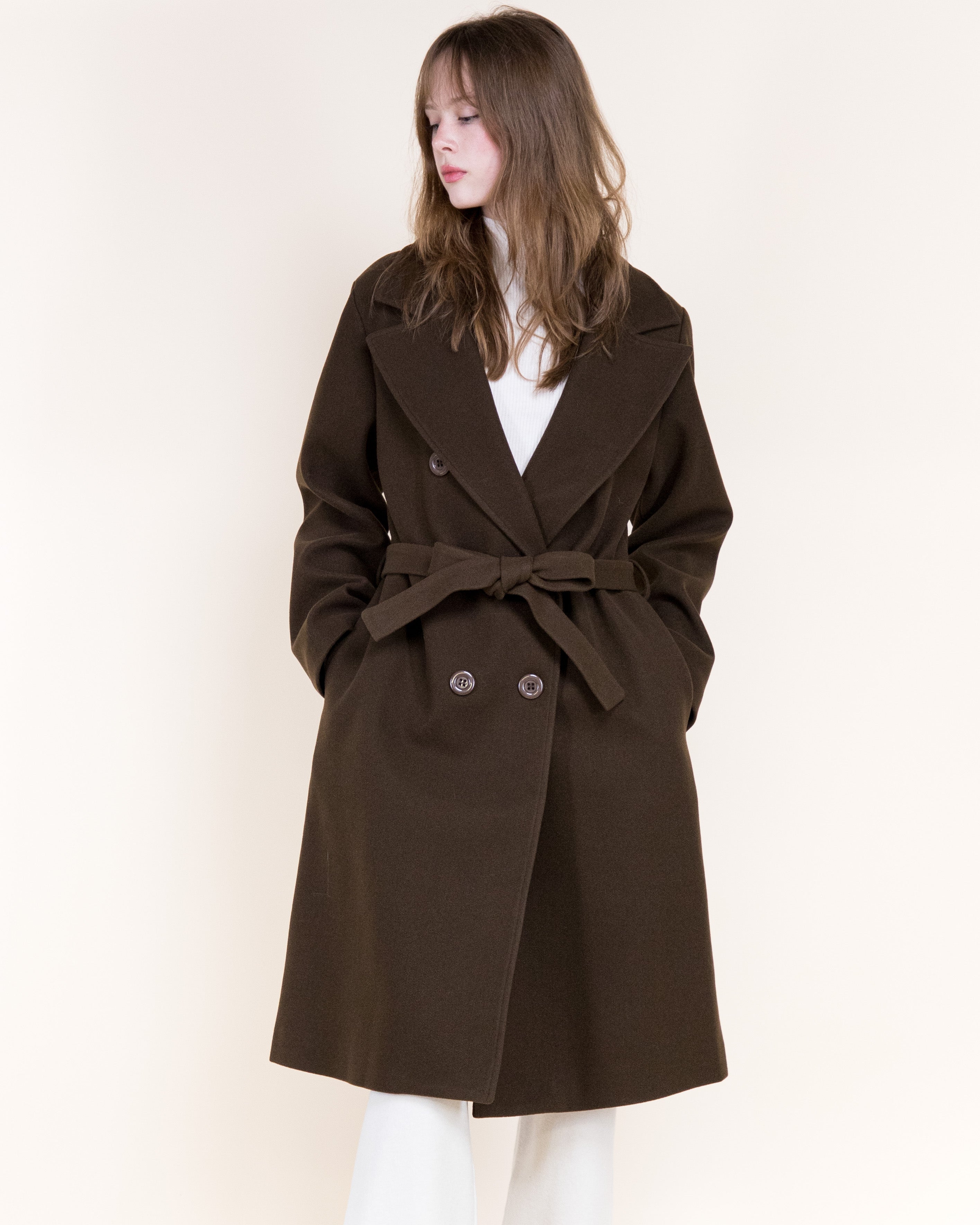Classic Double Breasted Belted Peacoat- BEIGE (S/M, L/XL) (Pack of 6)