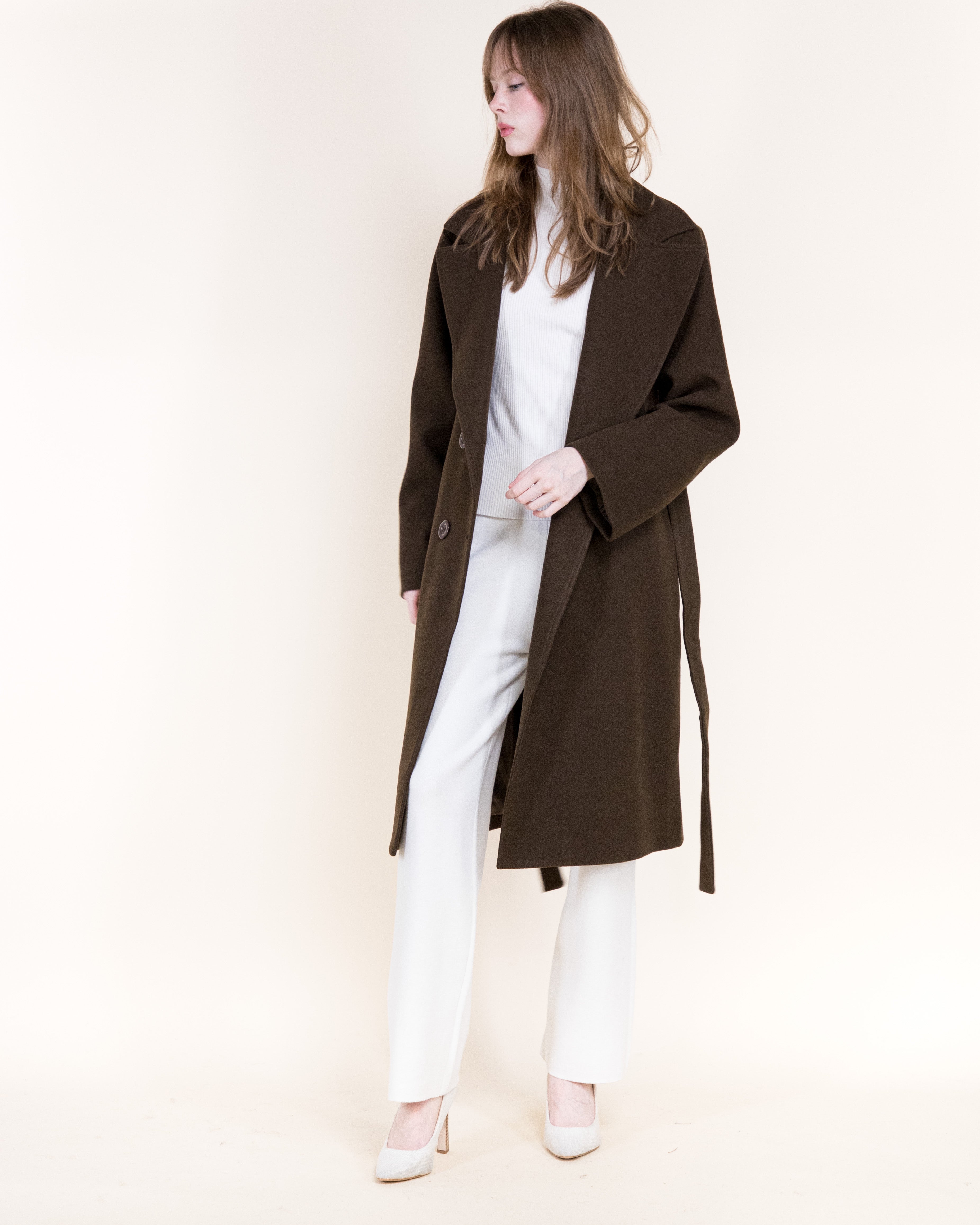Classic Double Breasted Belted Peacoat- BEIGE (S/M, L/XL) (Pack of 6)