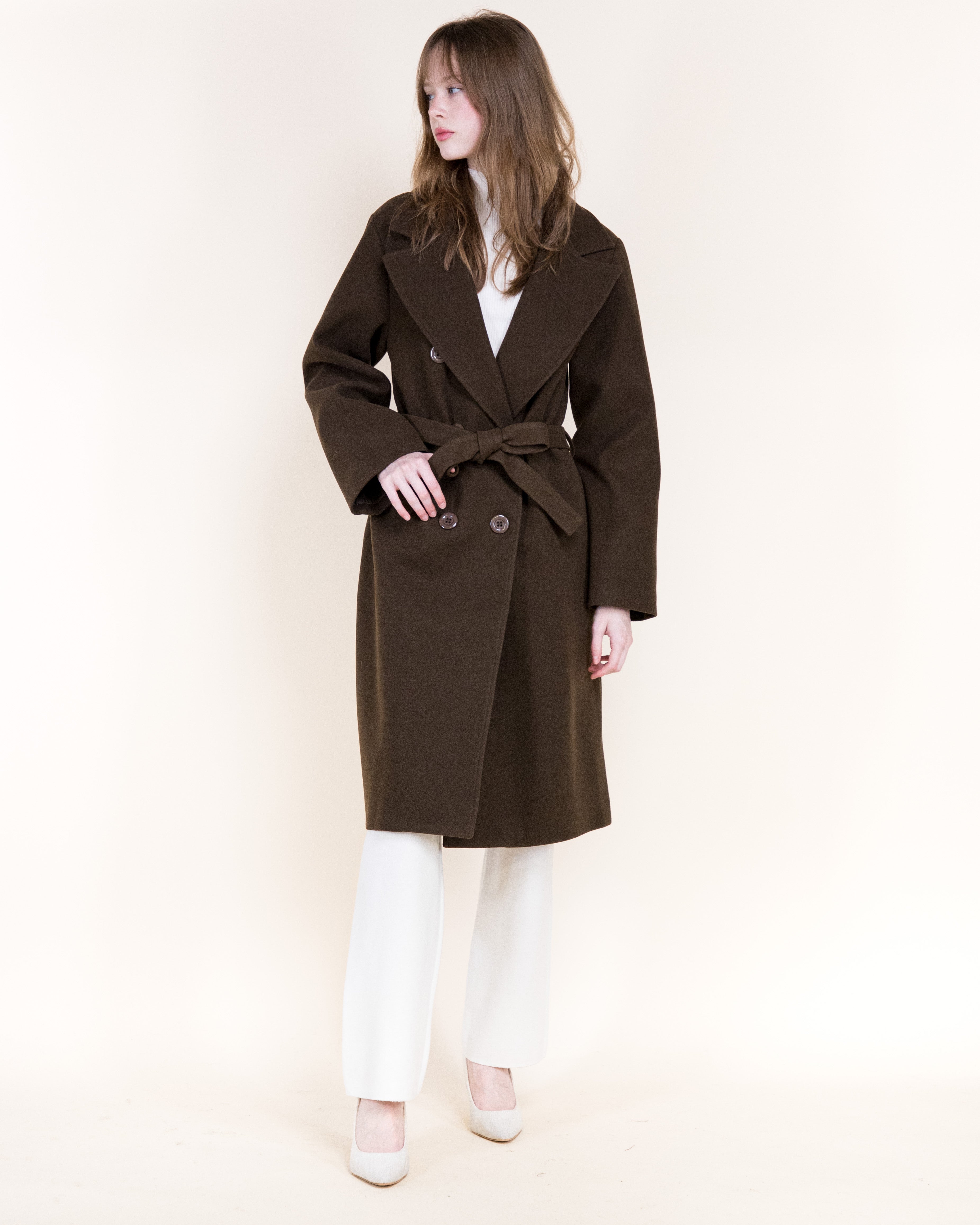 Classic Double Breasted Belted Peacoat- BEIGE (S/M, L/XL) (Pack of 6)