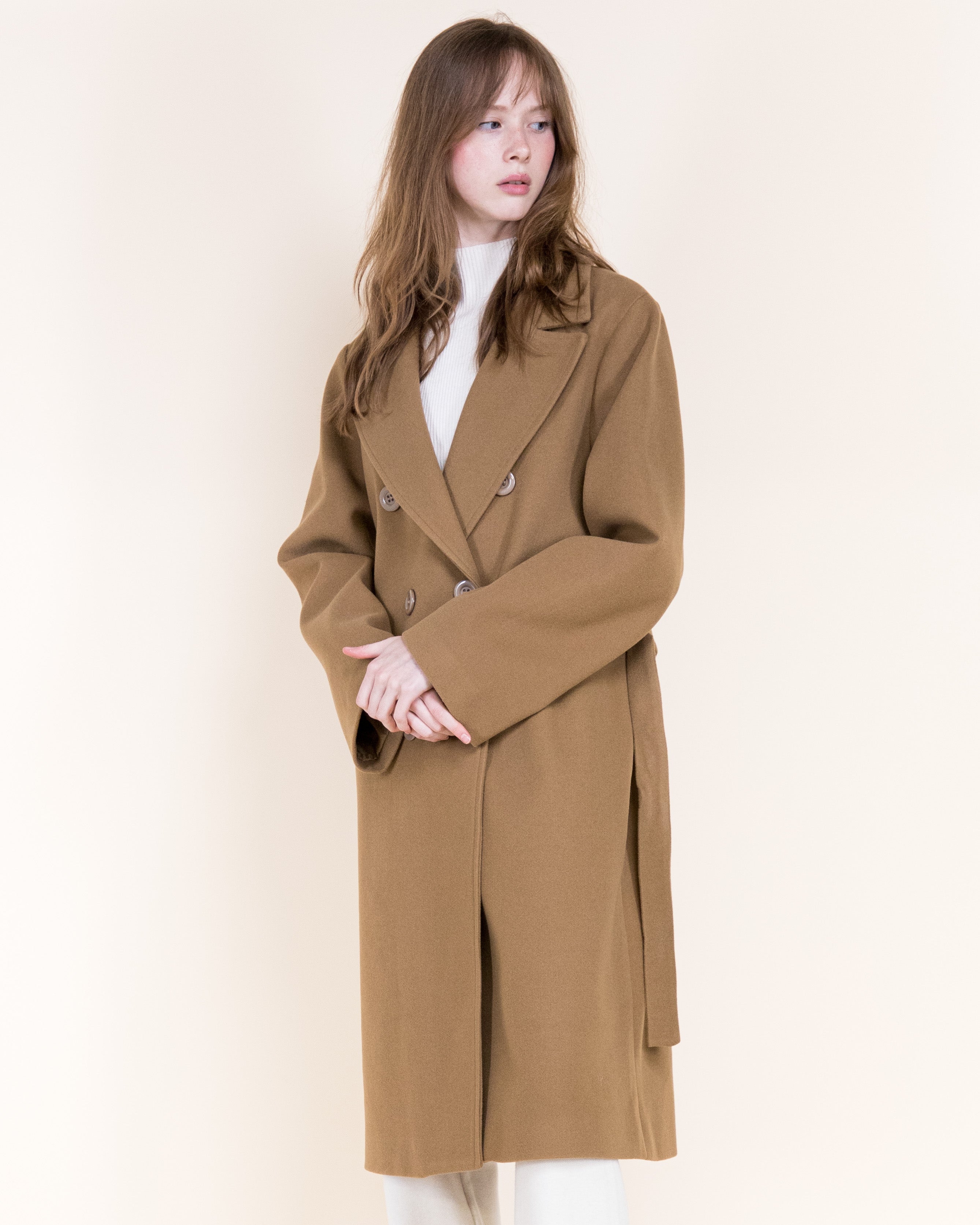 Classic Double Breasted Belted Peacoat- BEIGE (S/M, L/XL) (Pack of 6)