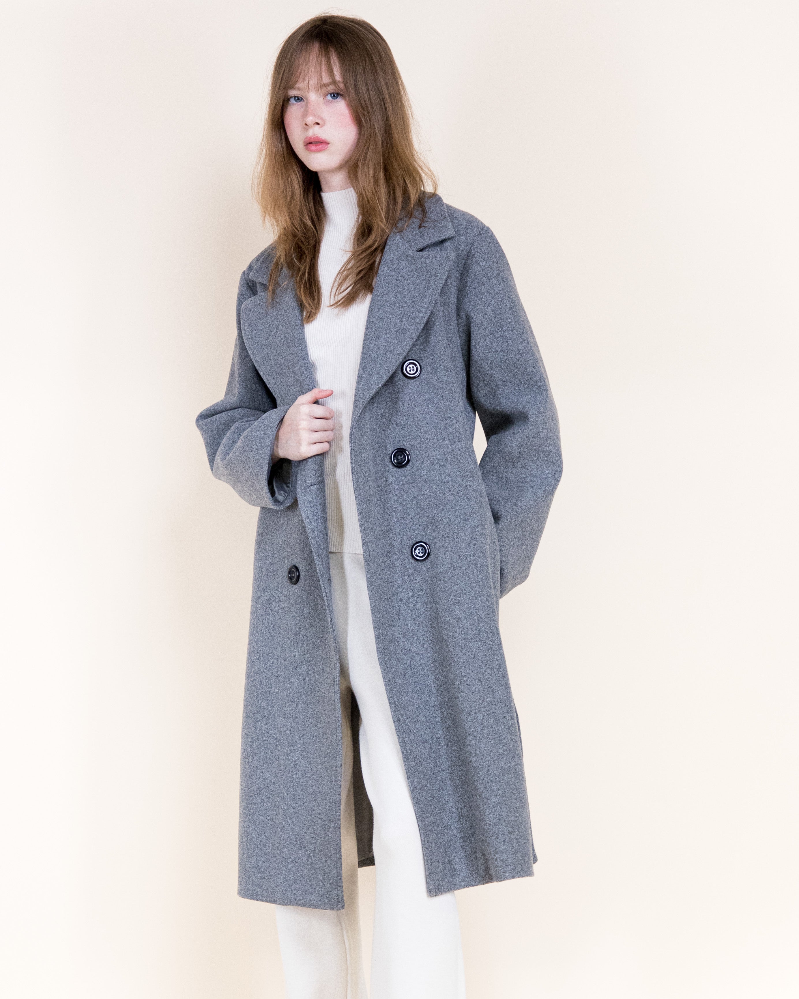 Classic Double Breasted Belted Peacoat- BEIGE (S/M, L/XL) (Pack of 6)