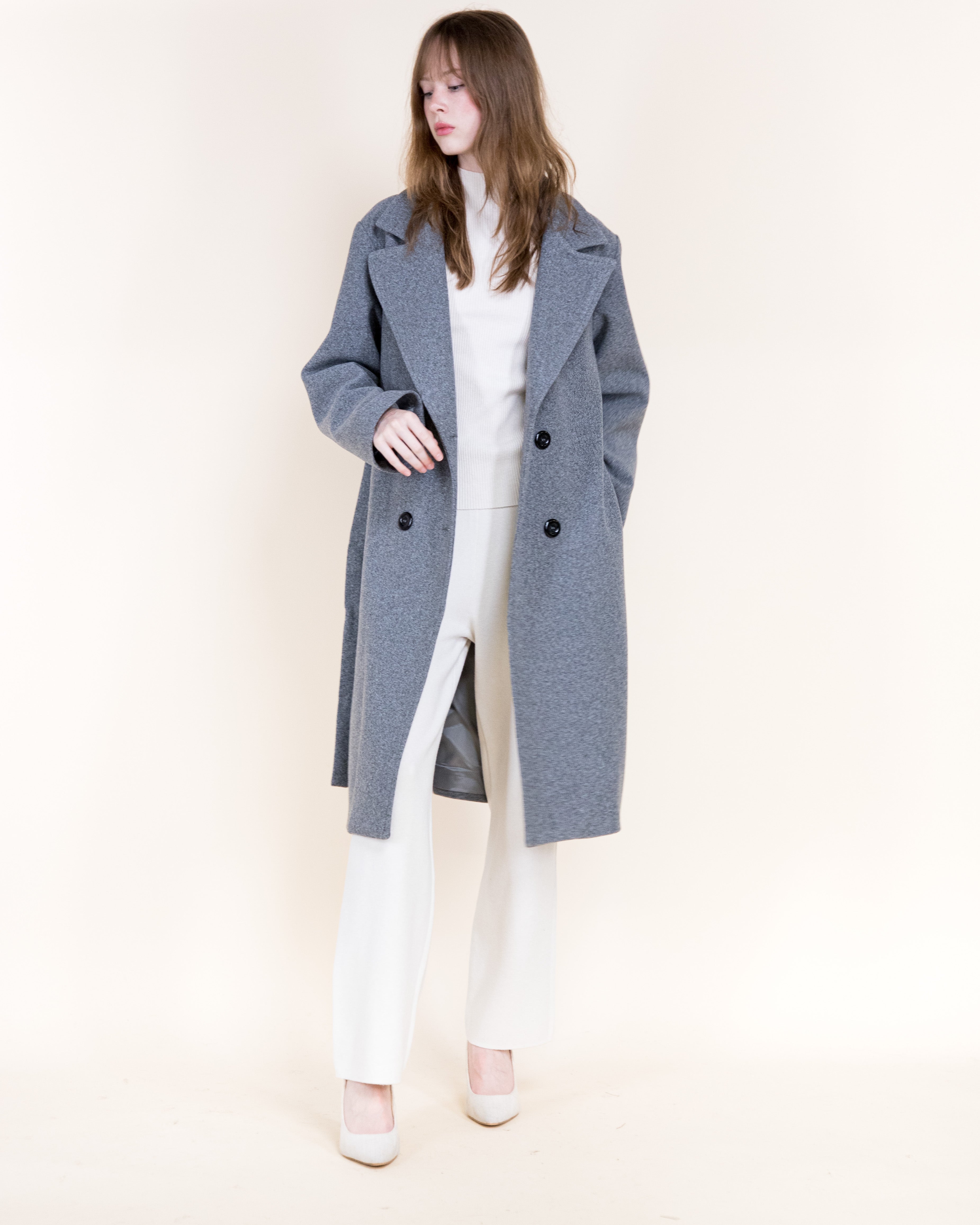 Classic Double Breasted Belted Peacoat- BEIGE (S/M, L/XL) (Pack of 6)