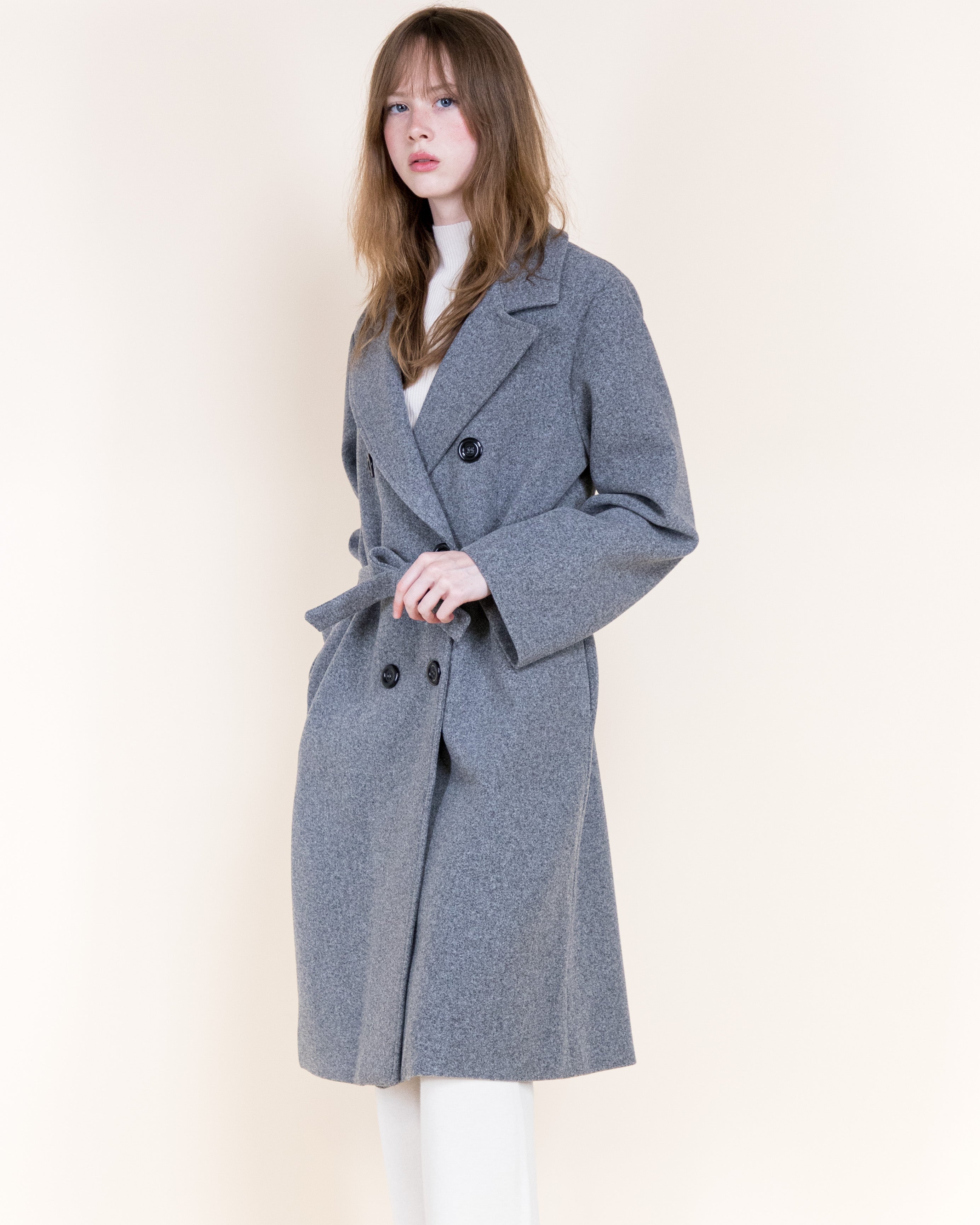Classic Double Breasted Belted Peacoat- BEIGE (S/M, L/XL) (Pack of 6)