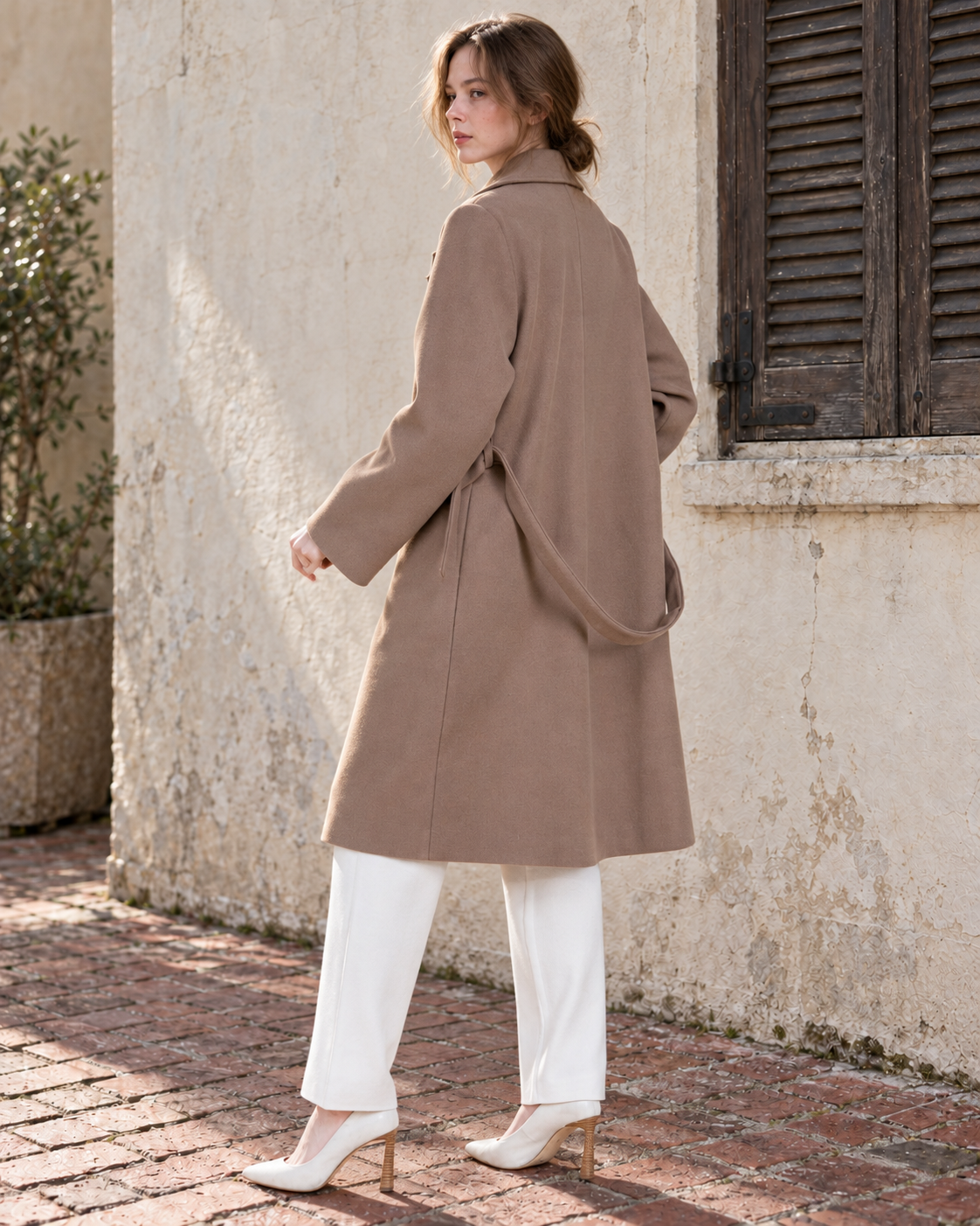 Classic Double Breasted Belted Peacoat- KHAKI (S/M, L/XL) (Pack of 6)