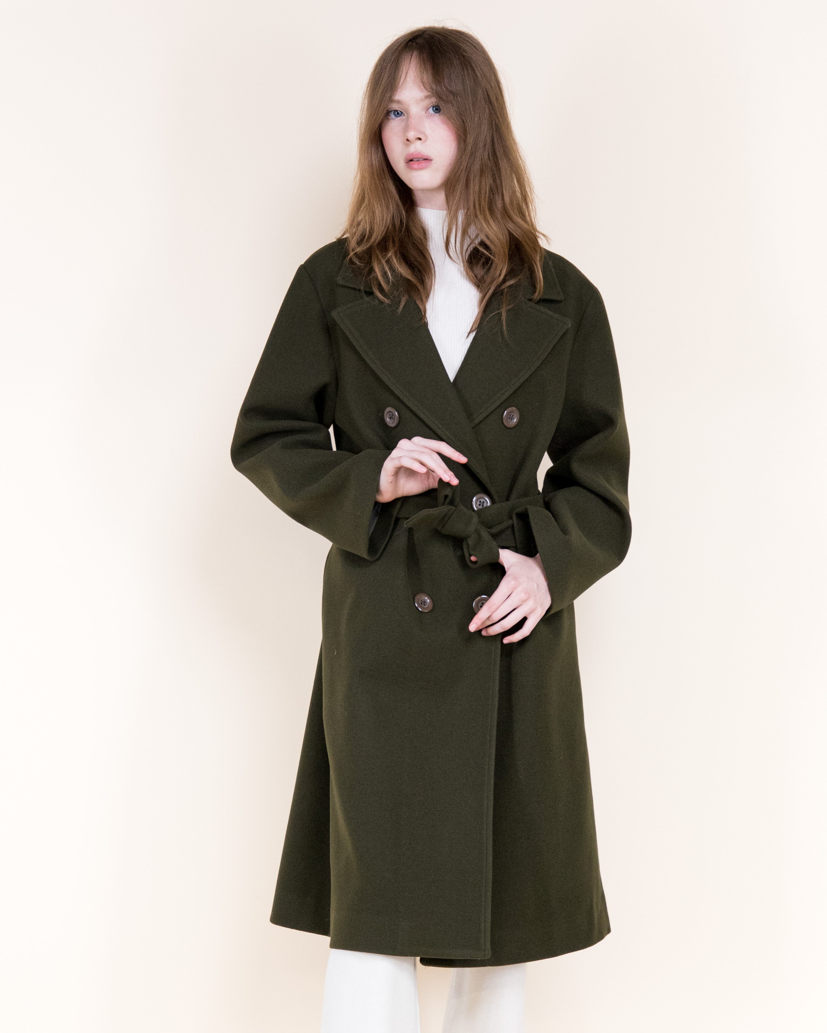 Classic Double Breasted Belted Peacoat- BEIGE (S/M, L/XL) (Pack of 6)