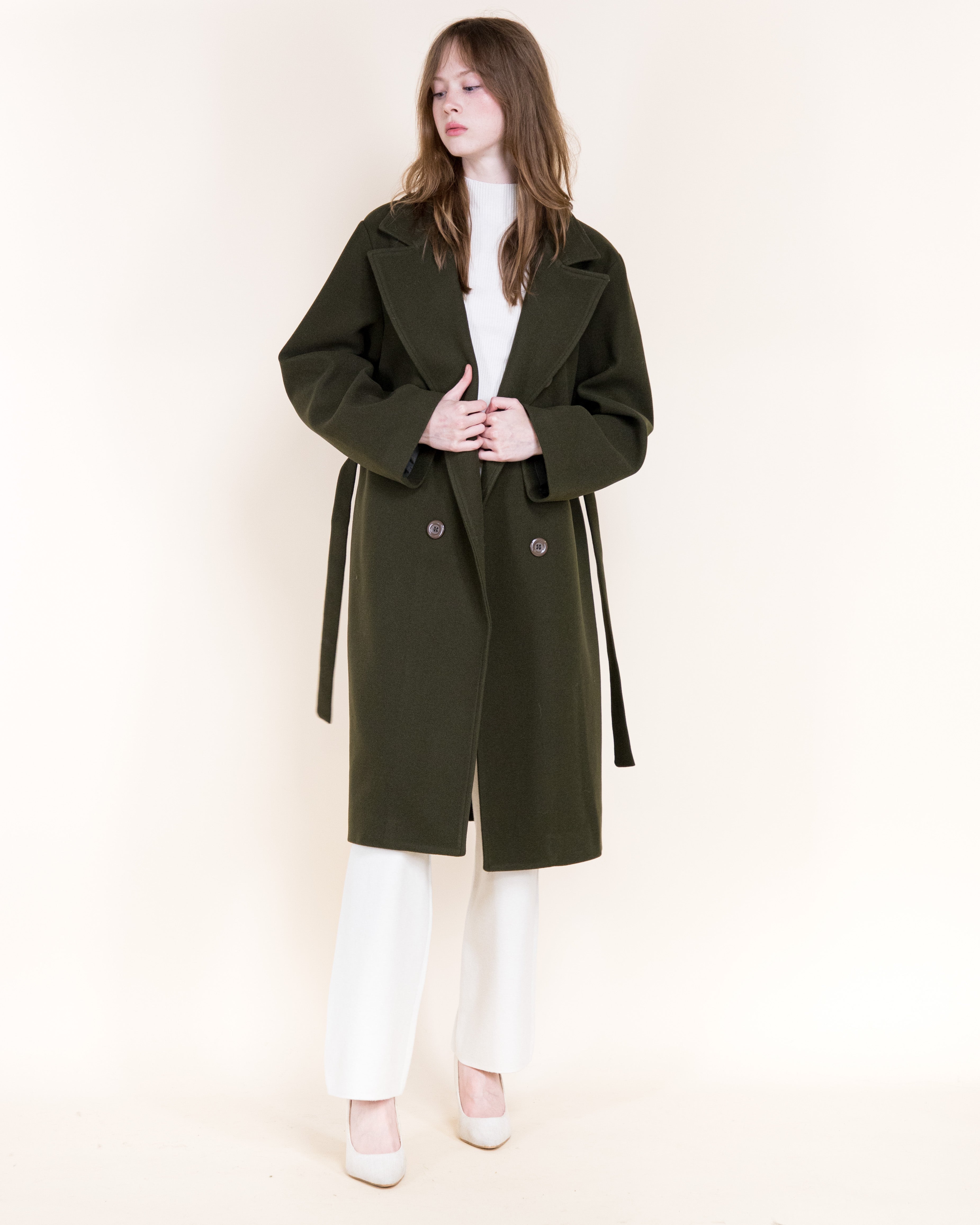 Classic Double Breasted Belted Peacoat- BEIGE (S/M, L/XL) (Pack of 6)