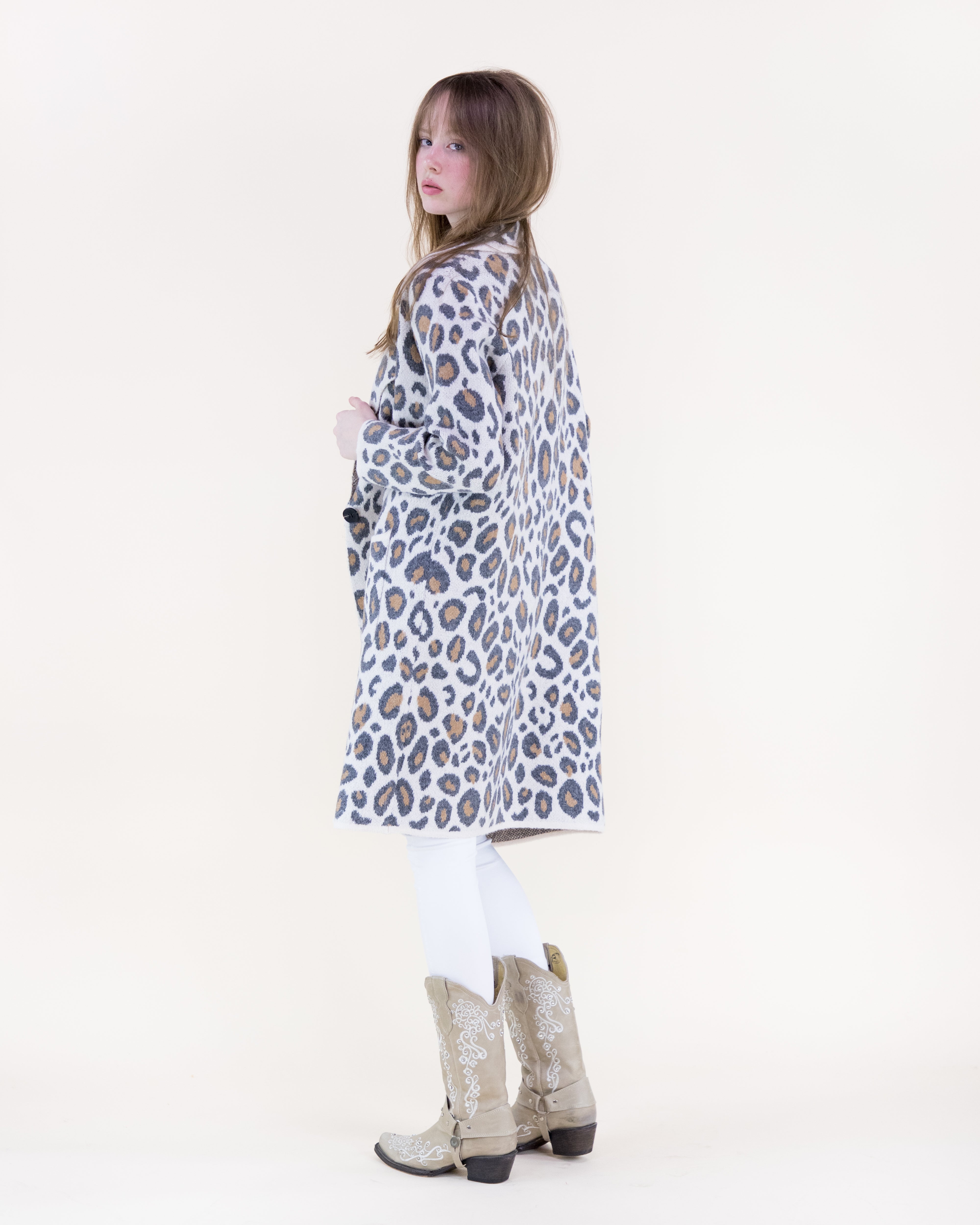 Leopard Notch Lapel Coatigan - BEIGE (S/M, L/XL) (Pack of 6)