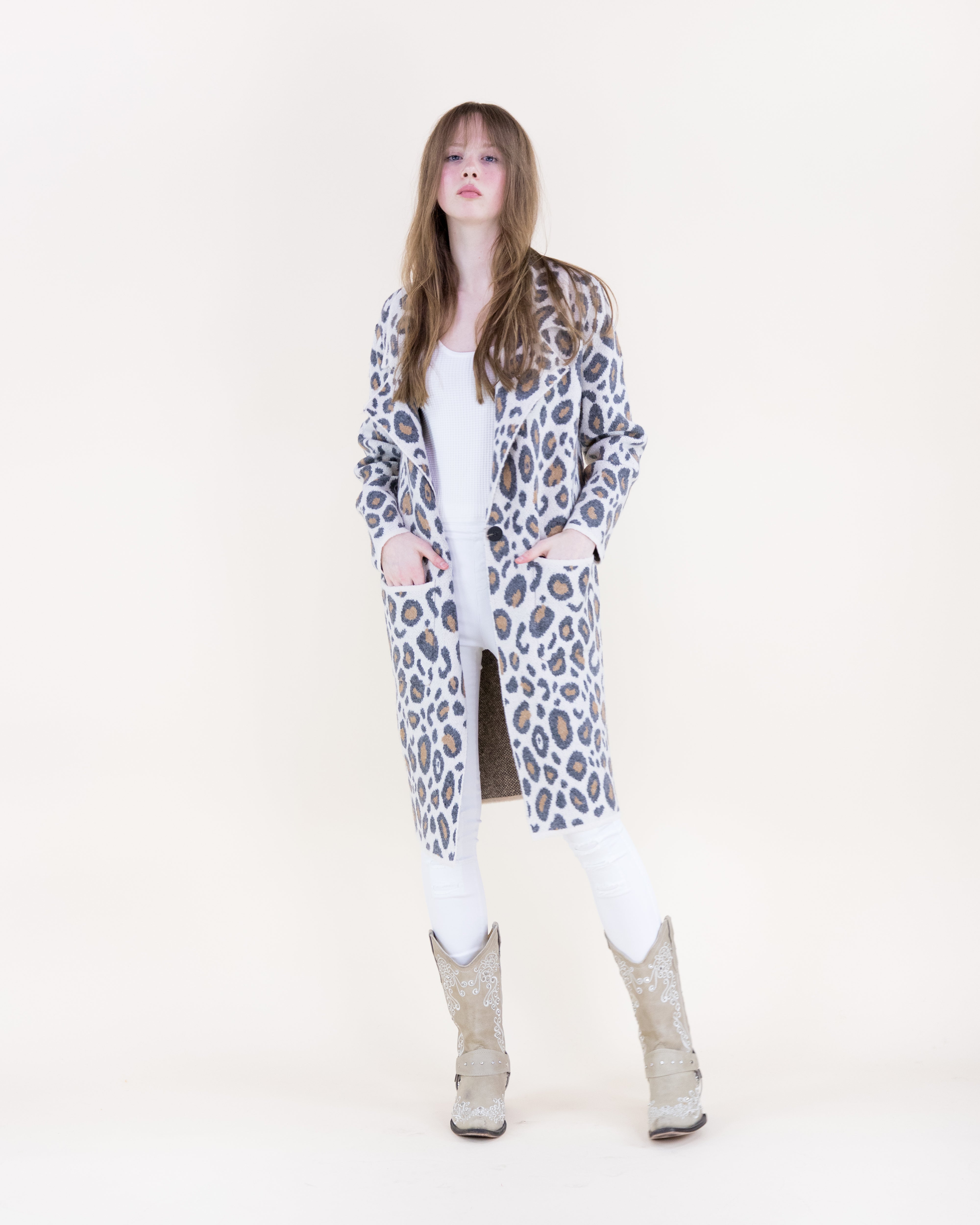 Leopard Notch Lapel Coatigan - BURGUNDY (S/M, L/XL) (Pack of 6)