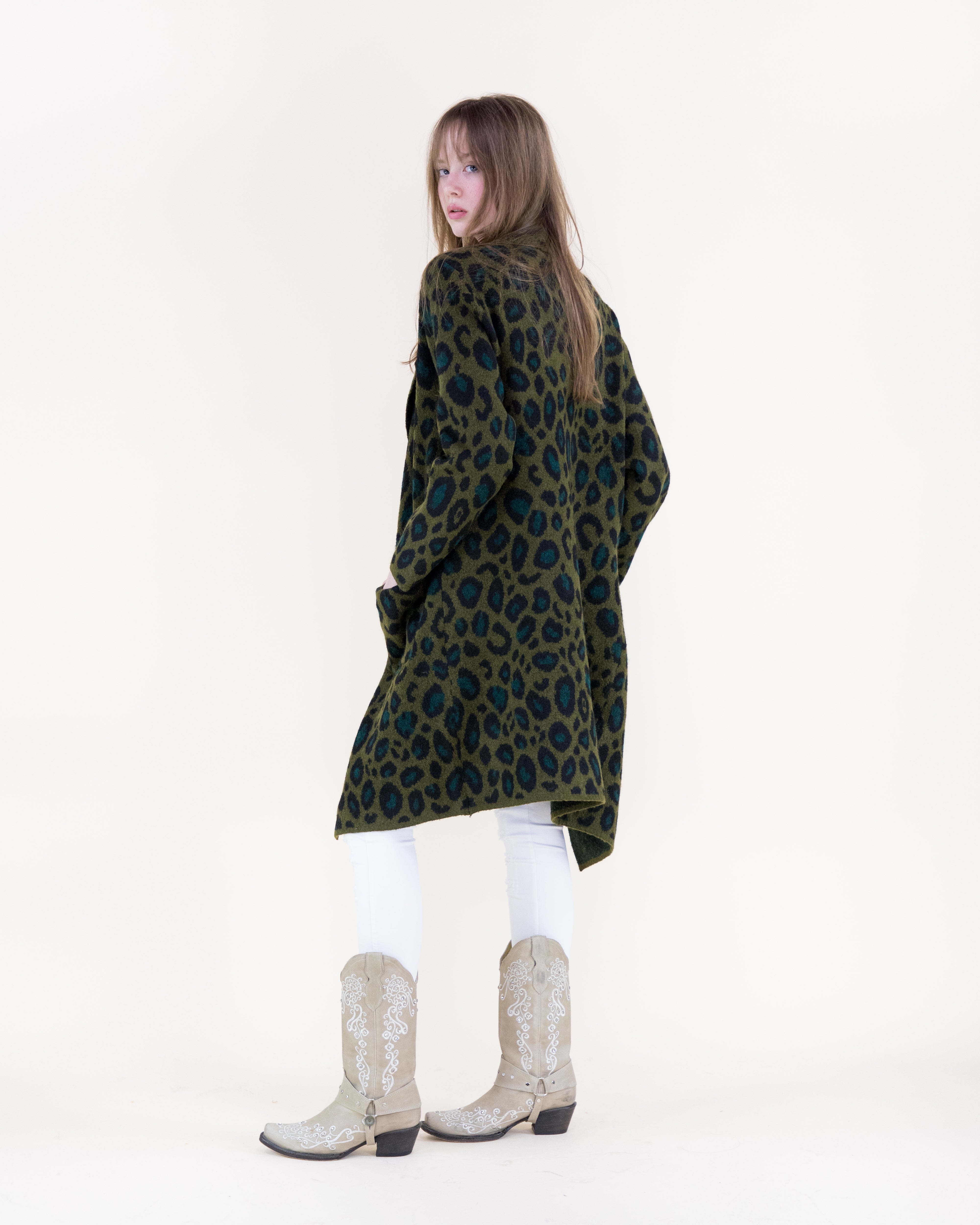 Leopard Notch Lapel Coatigan - OLIVE (S/M, L/XL) (Pack of 6)