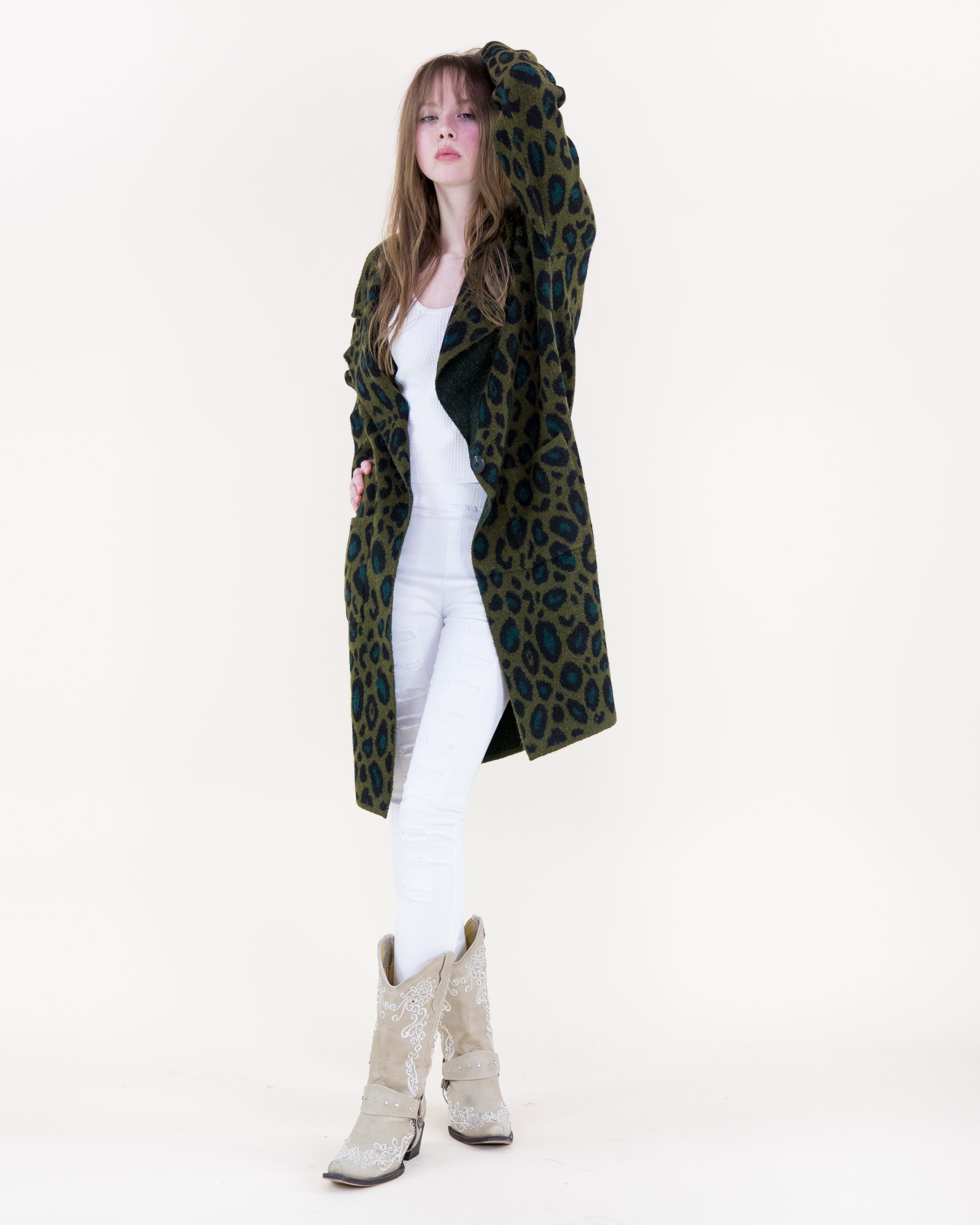 Leopard Notch Lapel Coatigan - BEIGE (S/M, L/XL) (Pack of 6)