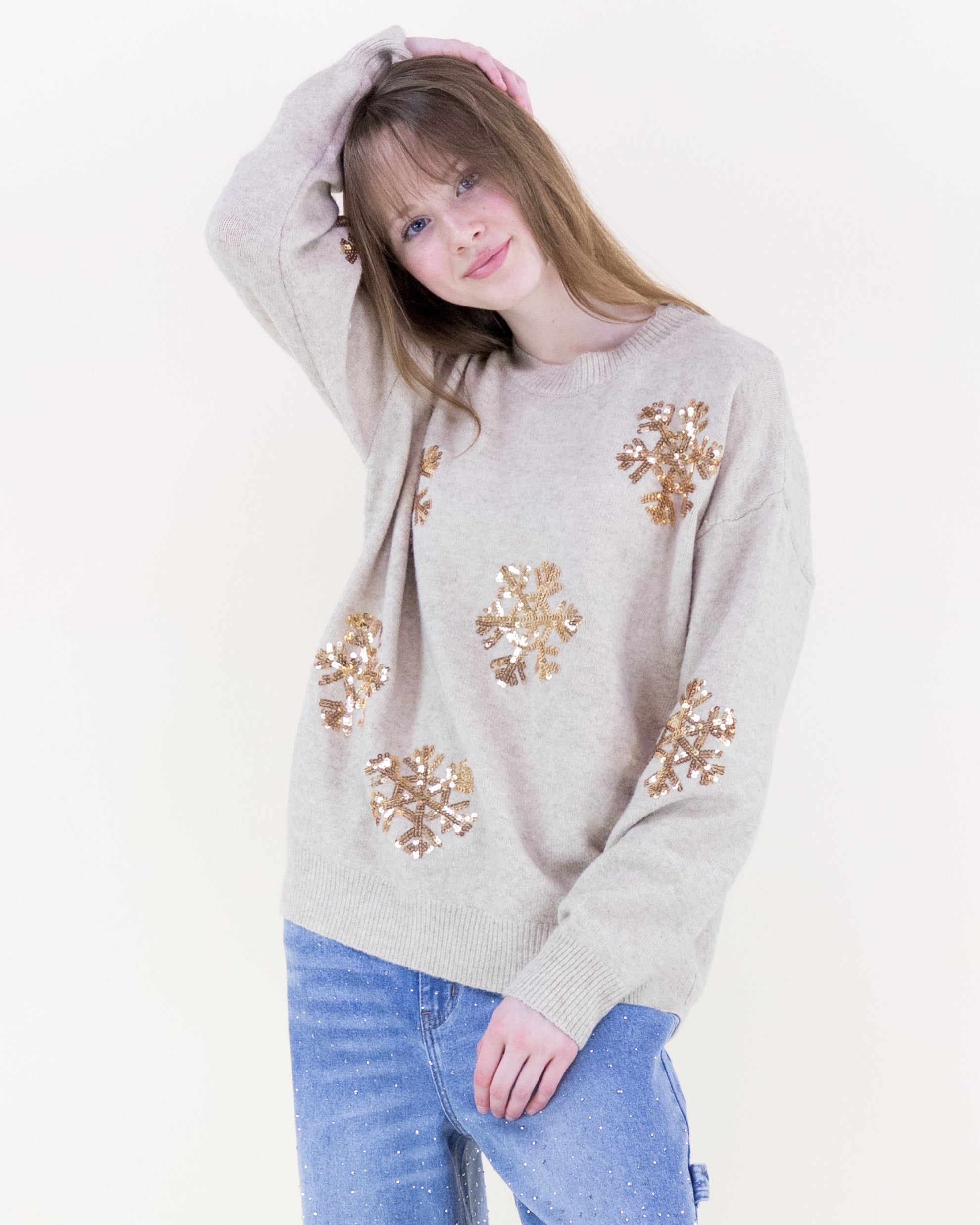 Sequin Snowflakes Sweater - GREEN (S/M, L/XL) (Pack of 6)
