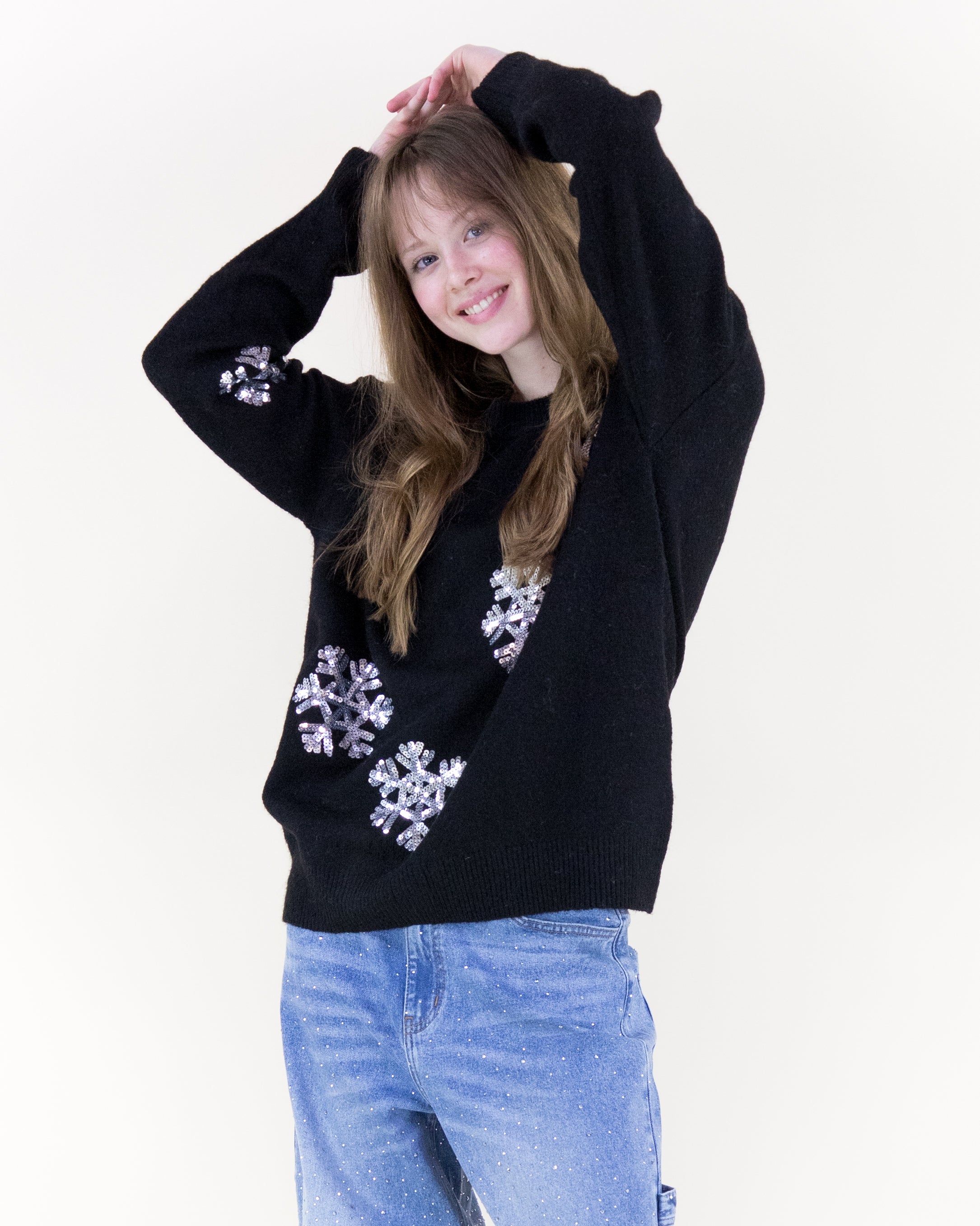 Sequin Snowflakes Sweater - GREEN (S/M, L/XL) (Pack of 6)