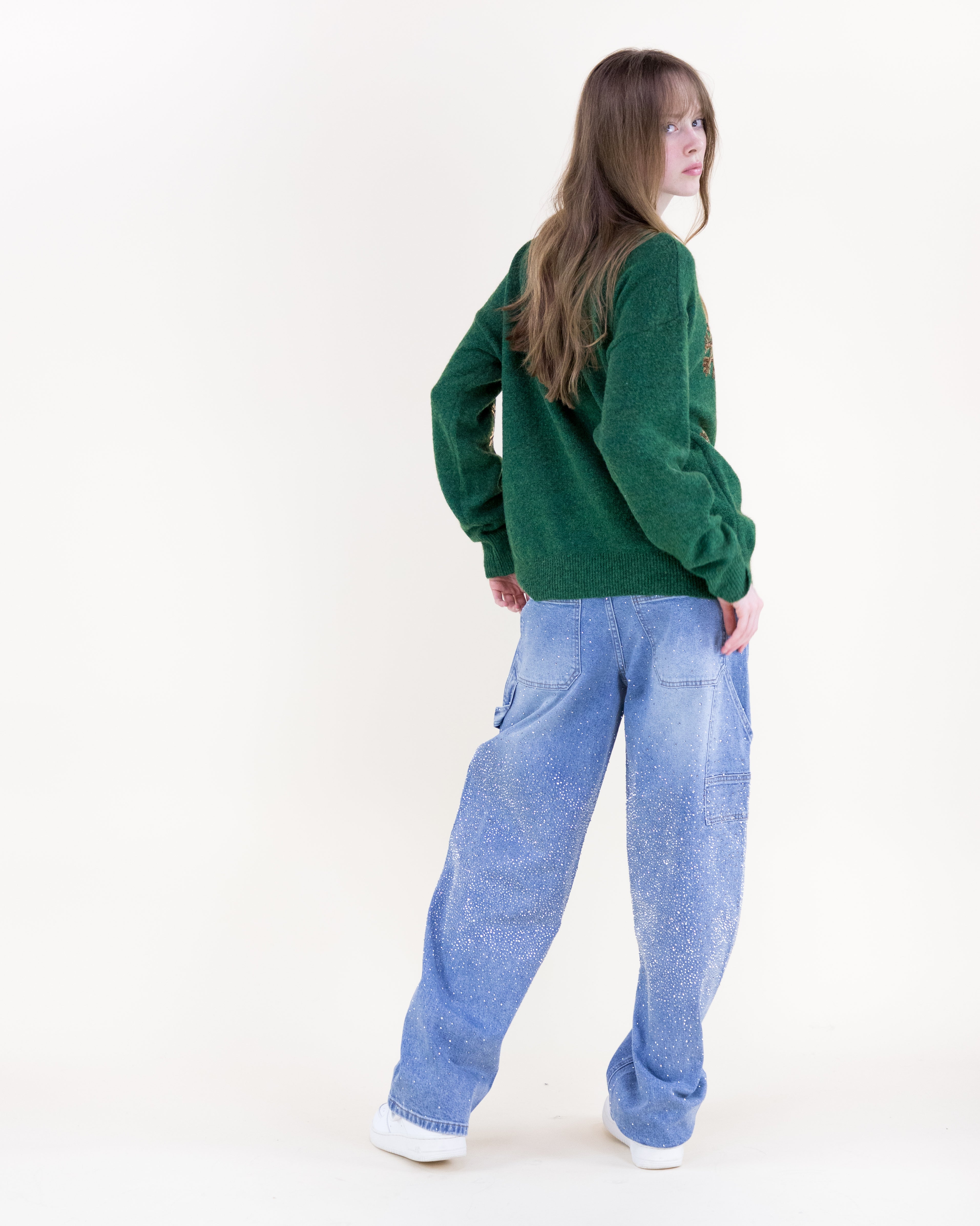 Sequin Snowflakes Sweater - GREEN (S/M, L/XL) (Pack of 6)