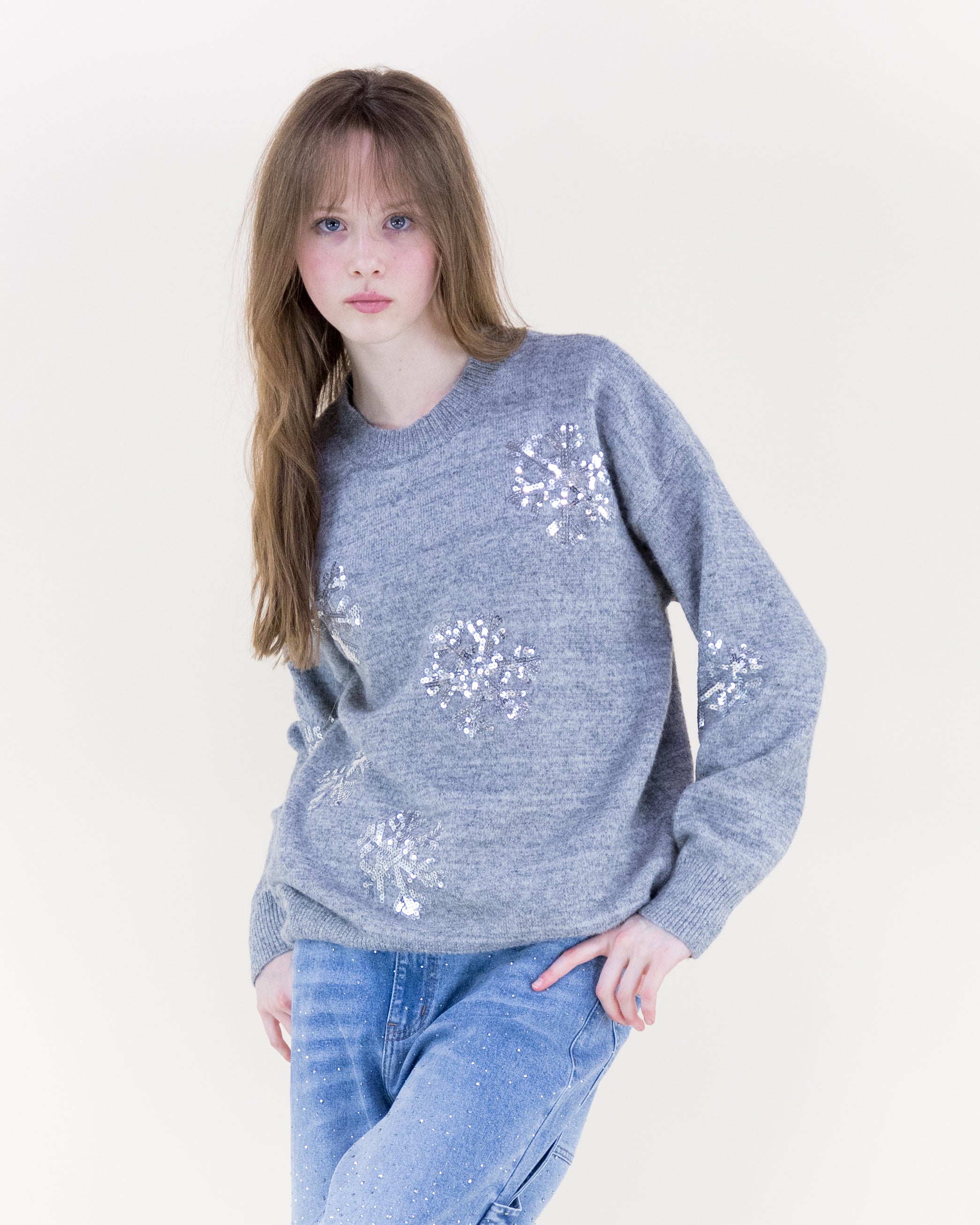 Sequin Snowflakes Sweater - GREEN (S/M, L/XL) (Pack of 6)
