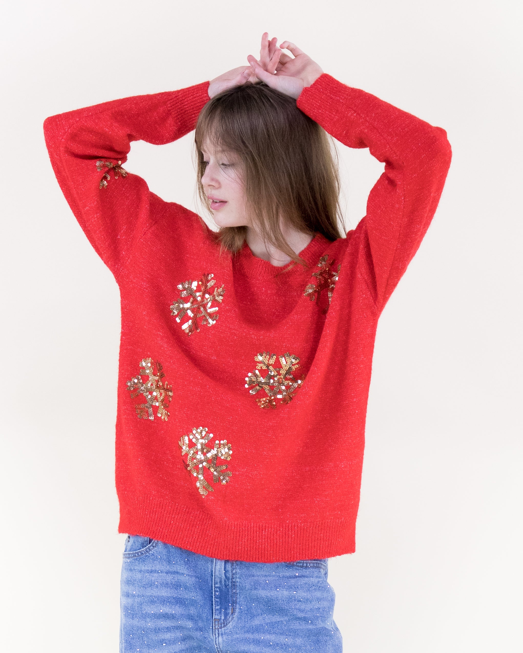 Sequin Snowflakes Sweater - GREEN (S/M, L/XL) (Pack of 6)