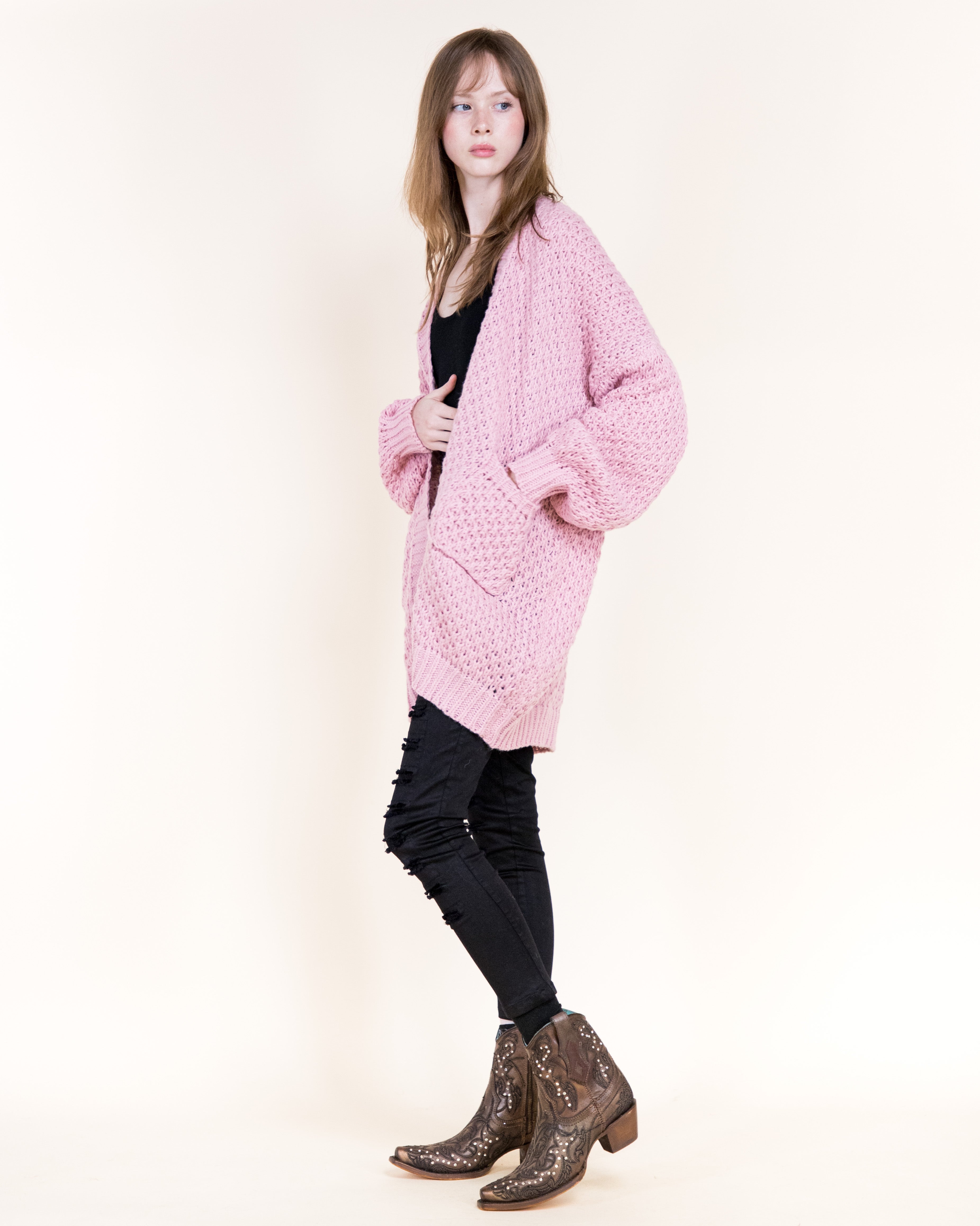 Honeycomb Stitch Lounge Cardigan-SAGE (S/M, L/XL) (Pack of 6)