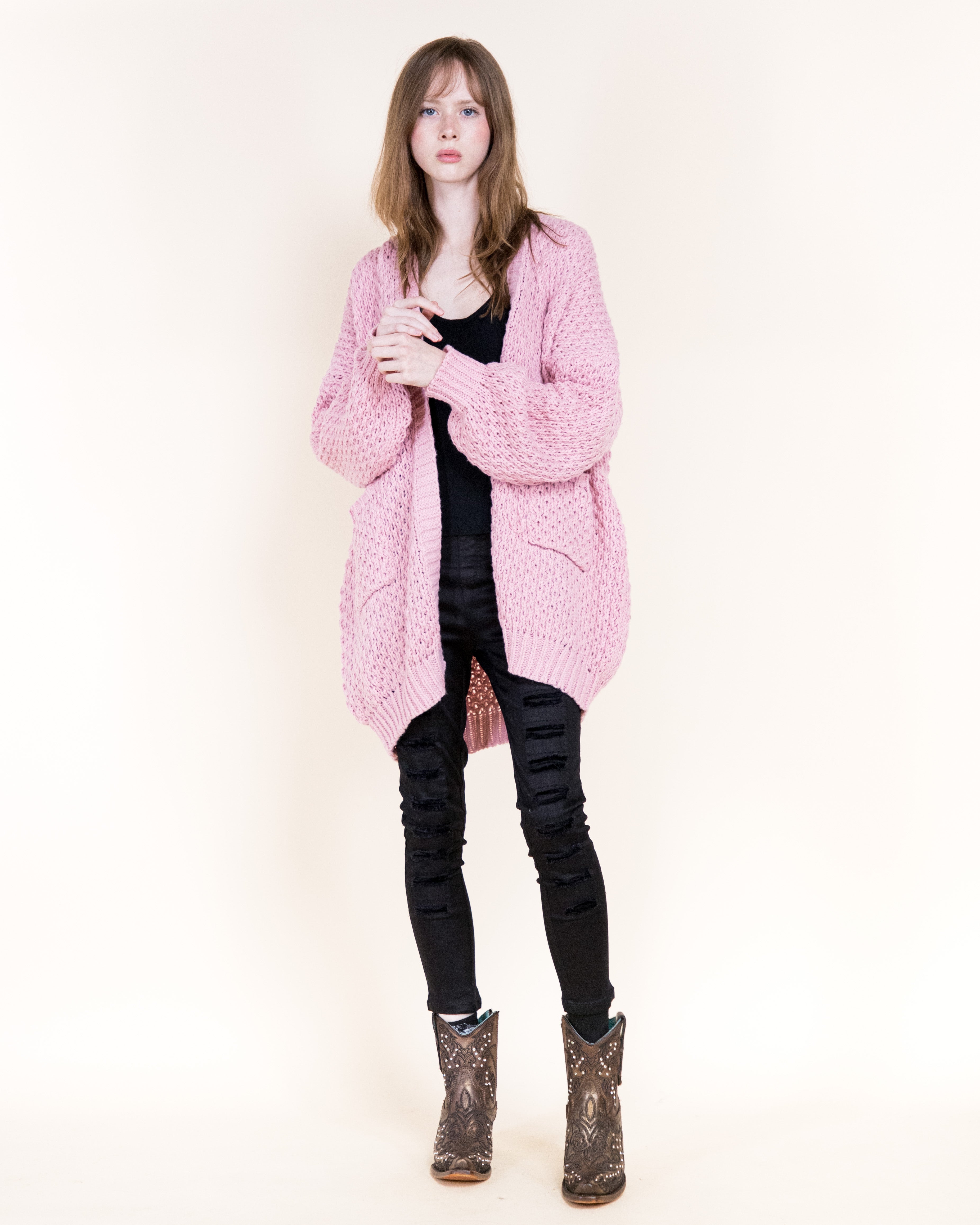Honeycomb Stitch Lounge Cardigan-SAGE (S/M, L/XL) (Pack of 6)