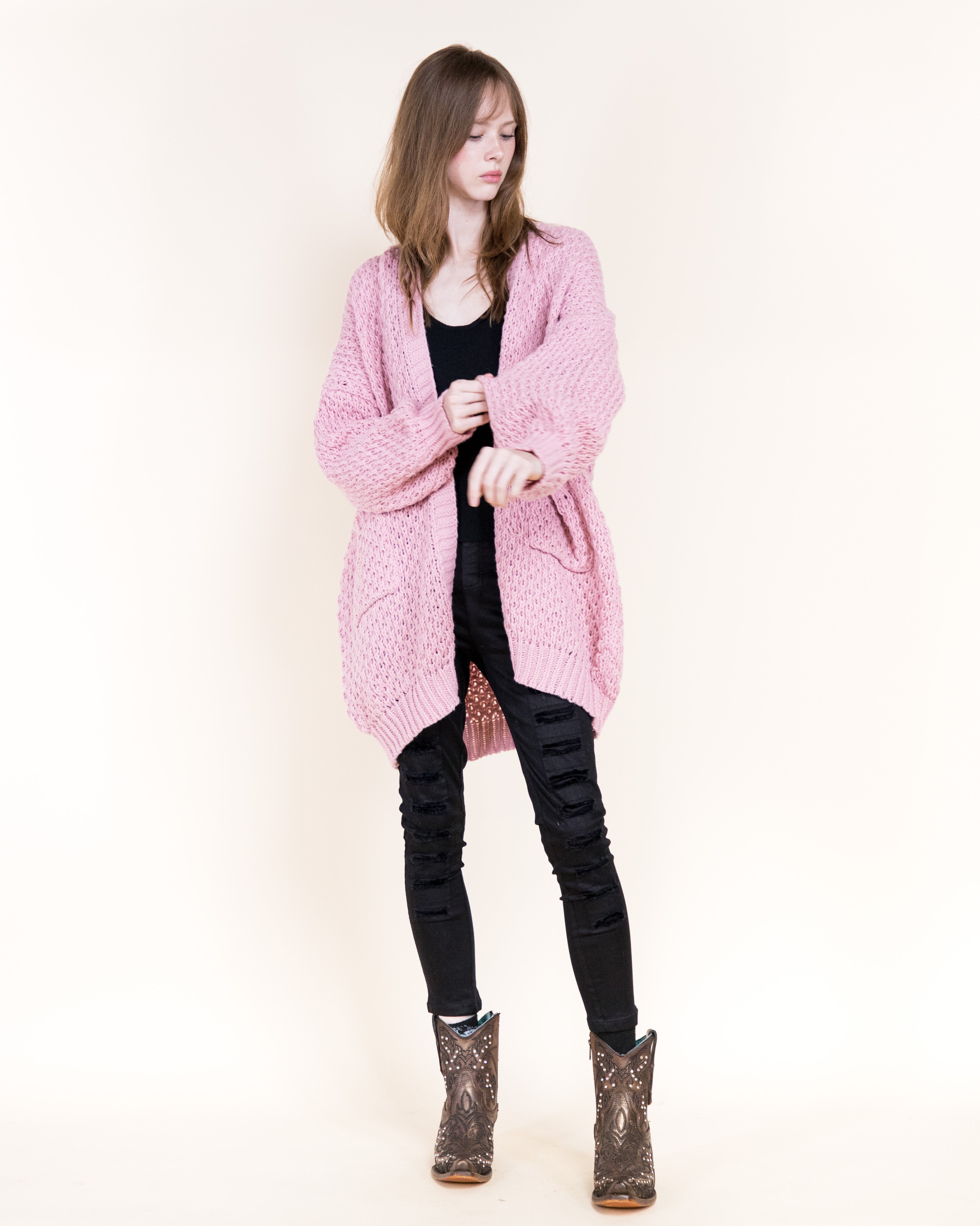 Honeycomb Stitch Lounge Cardigan-SAGE (S/M, L/XL) (Pack of 6)