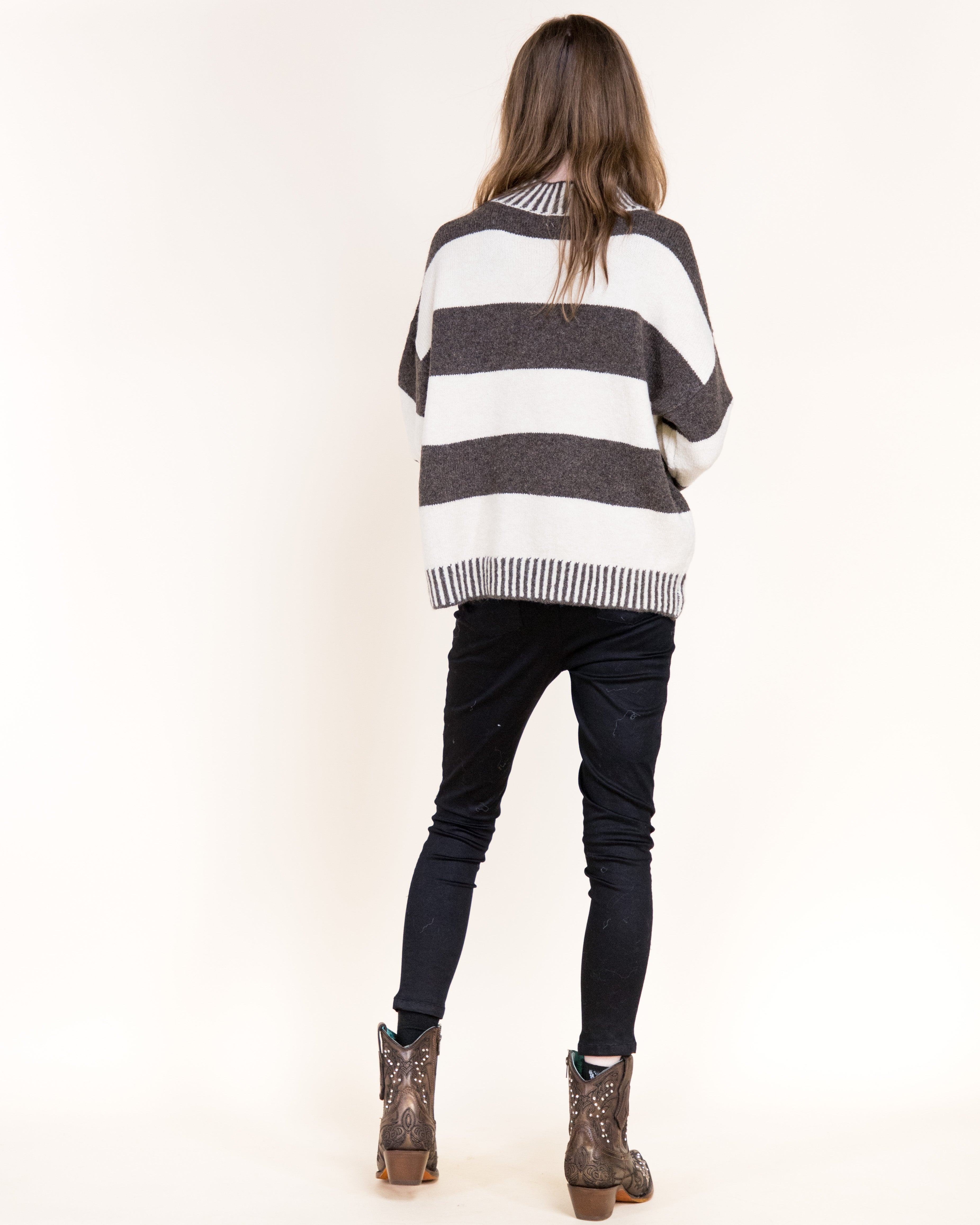 Wide Breton Stripes Weekend Pullover Sweater-CAMEL (S/M, L/XL) (Pack of 6)