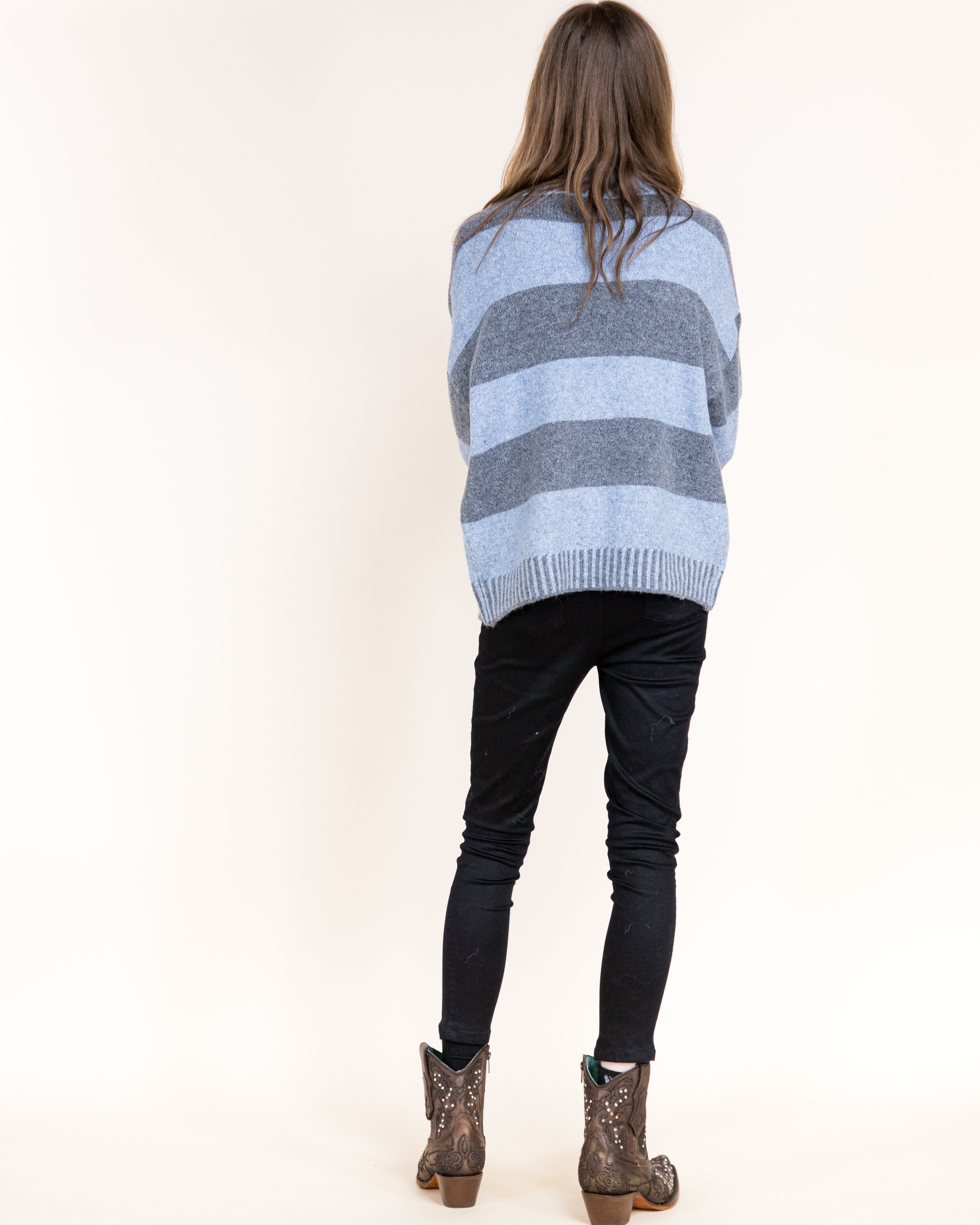 Wide Breton Stripes Weekend Pullover Sweater-CAMEL (S/M, L/XL) (Pack of 6)