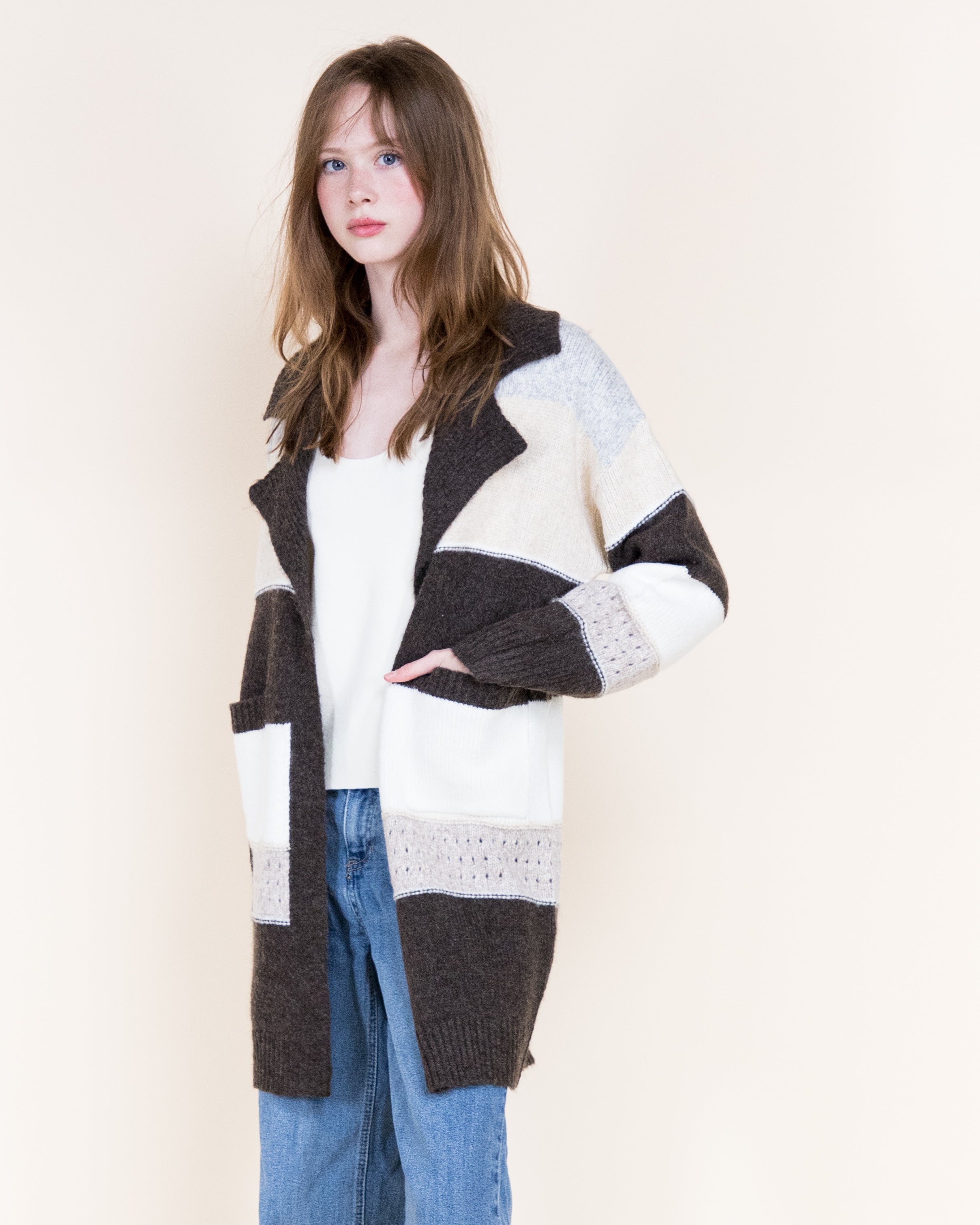 Chunky Colorblock Striped Open Cardigan-OLIVE (S/M, L/XL) (Pack of 6)
