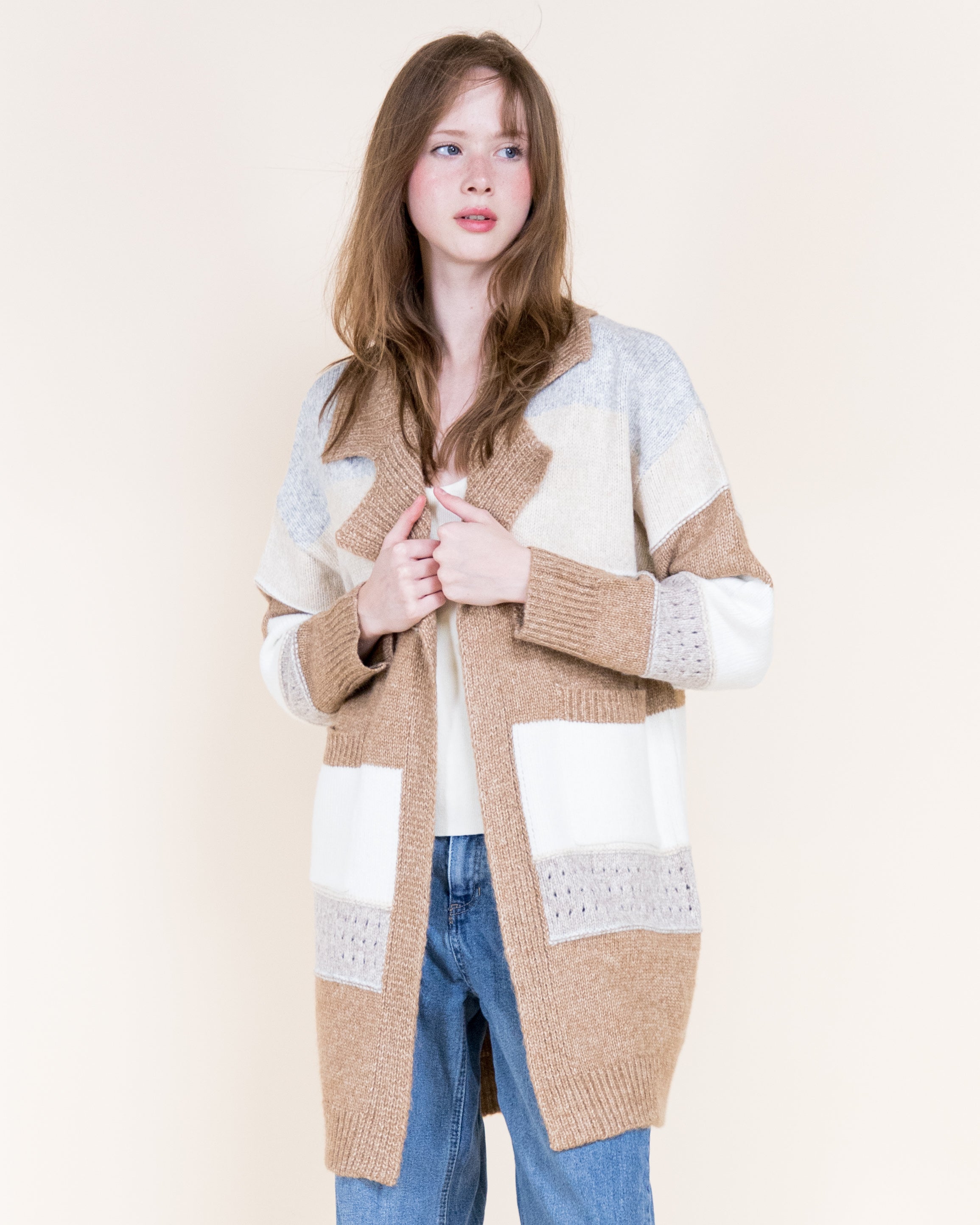 Chunky Colorblock Striped Open Cardigan-OLIVE (S/M, L/XL) (Pack of 6)