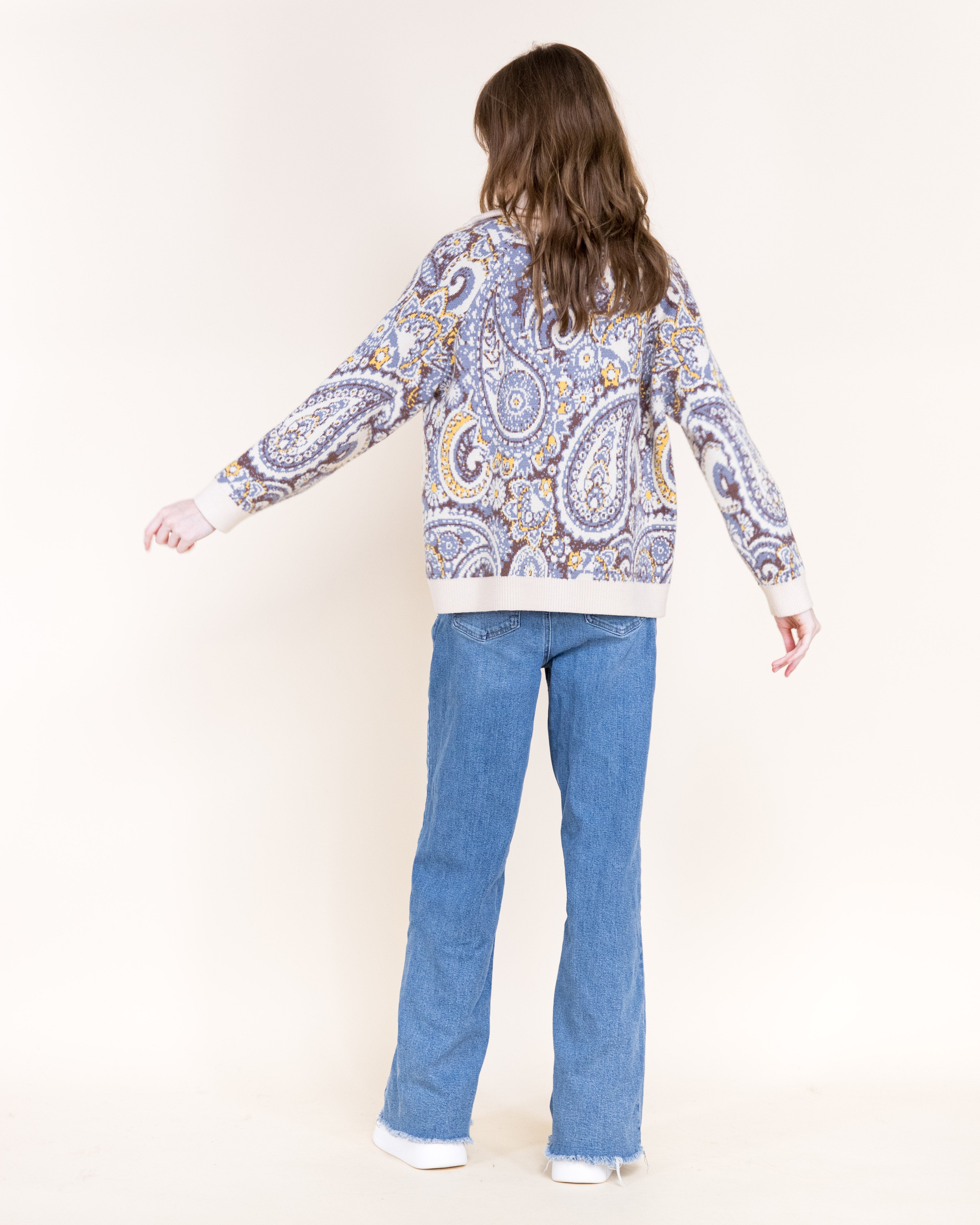 Alpine Paisley Zip-Up Cardigan- TEAL (S/M, L/XL) (Pack of 6)