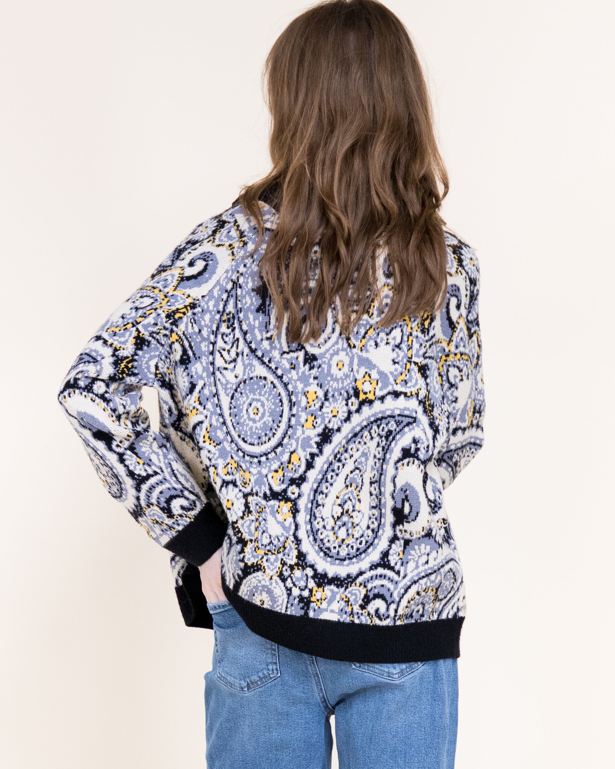 Alpine Paisley Zip-Up Cardigan- TEAL (S/M, L/XL) (Pack of 6)
