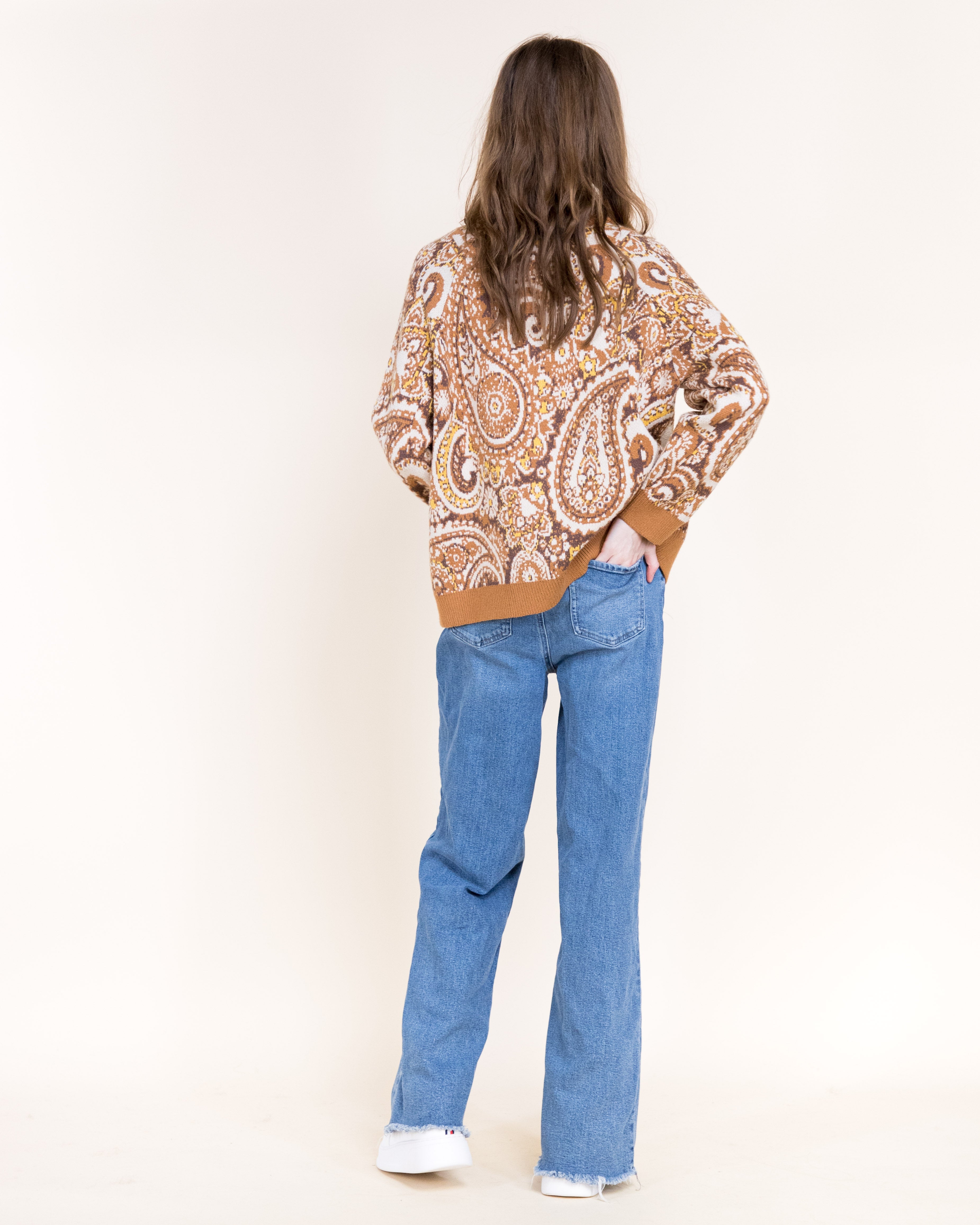 Alpine Paisley Zip-Up Cardigan- TEAL (S/M, L/XL) (Pack of 6)