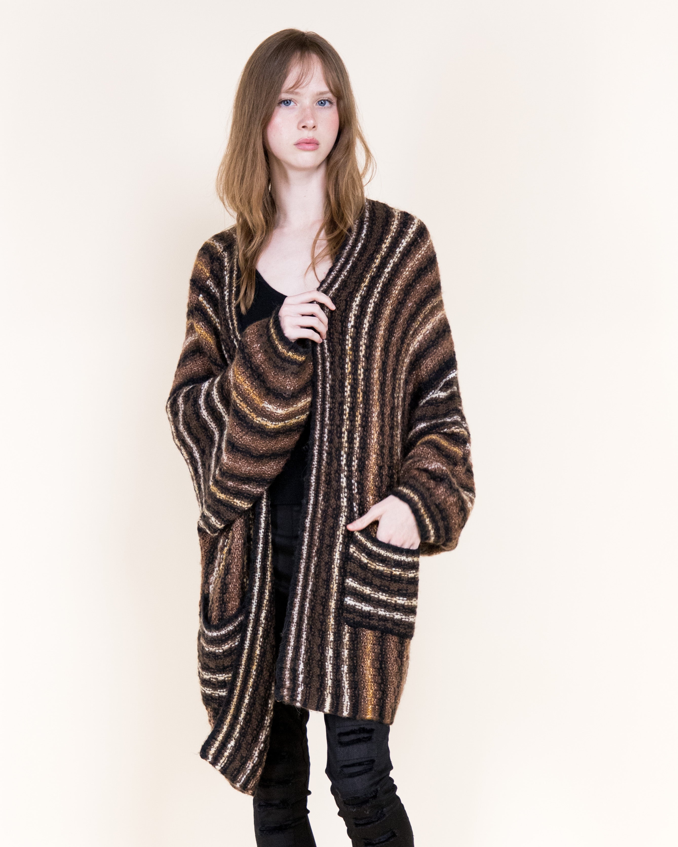 Nativa Striped Lounge Cardigan-ORANGE BLUE (S/M, L/XL) (Pack of 6)
