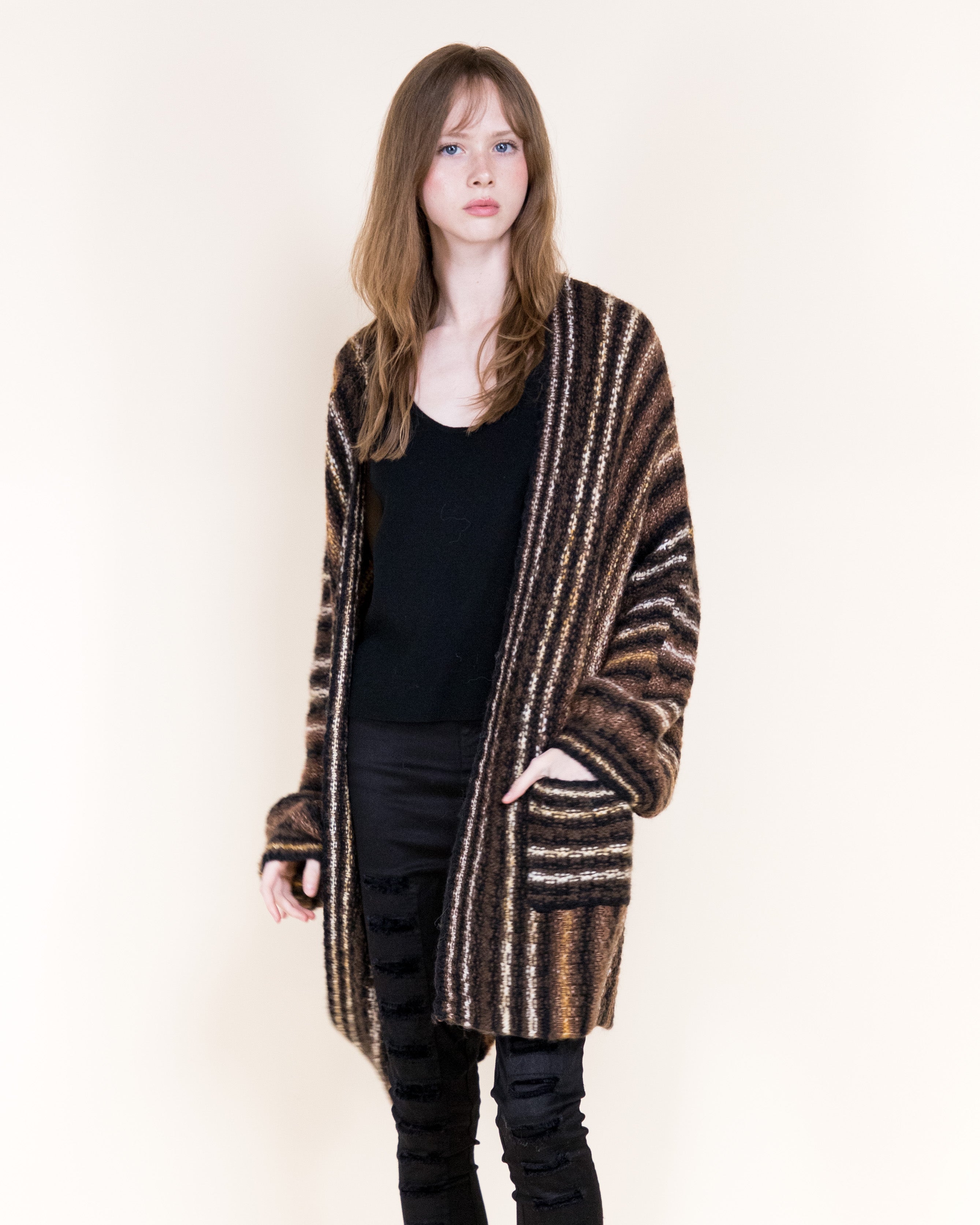 Nativa Striped Lounge Cardigan-ORANGE BLUE (S/M, L/XL) (Pack of 6)