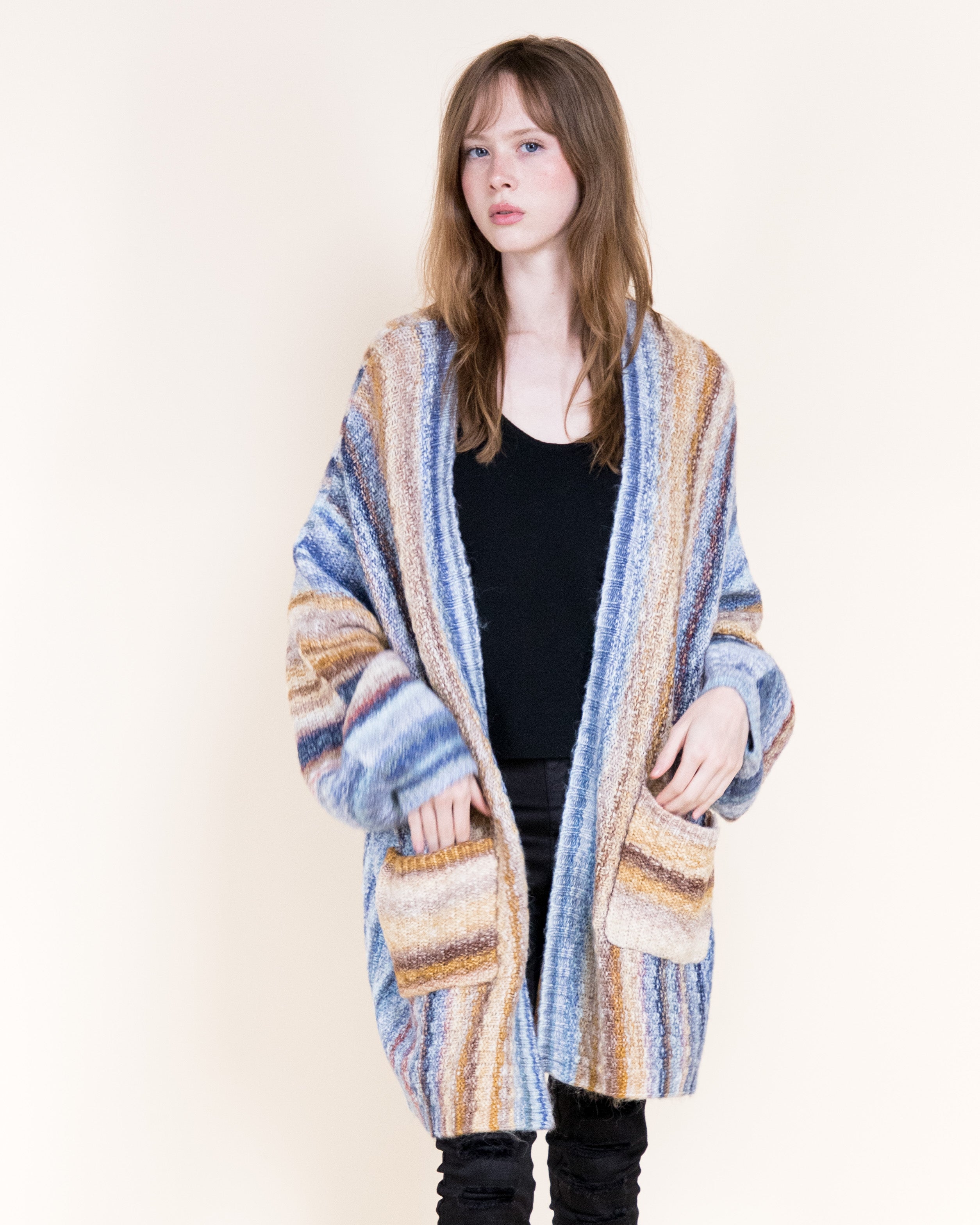 Nativa Striped Lounge Cardigan-ORANGE BLUE (S/M, L/XL) (Pack of 6)