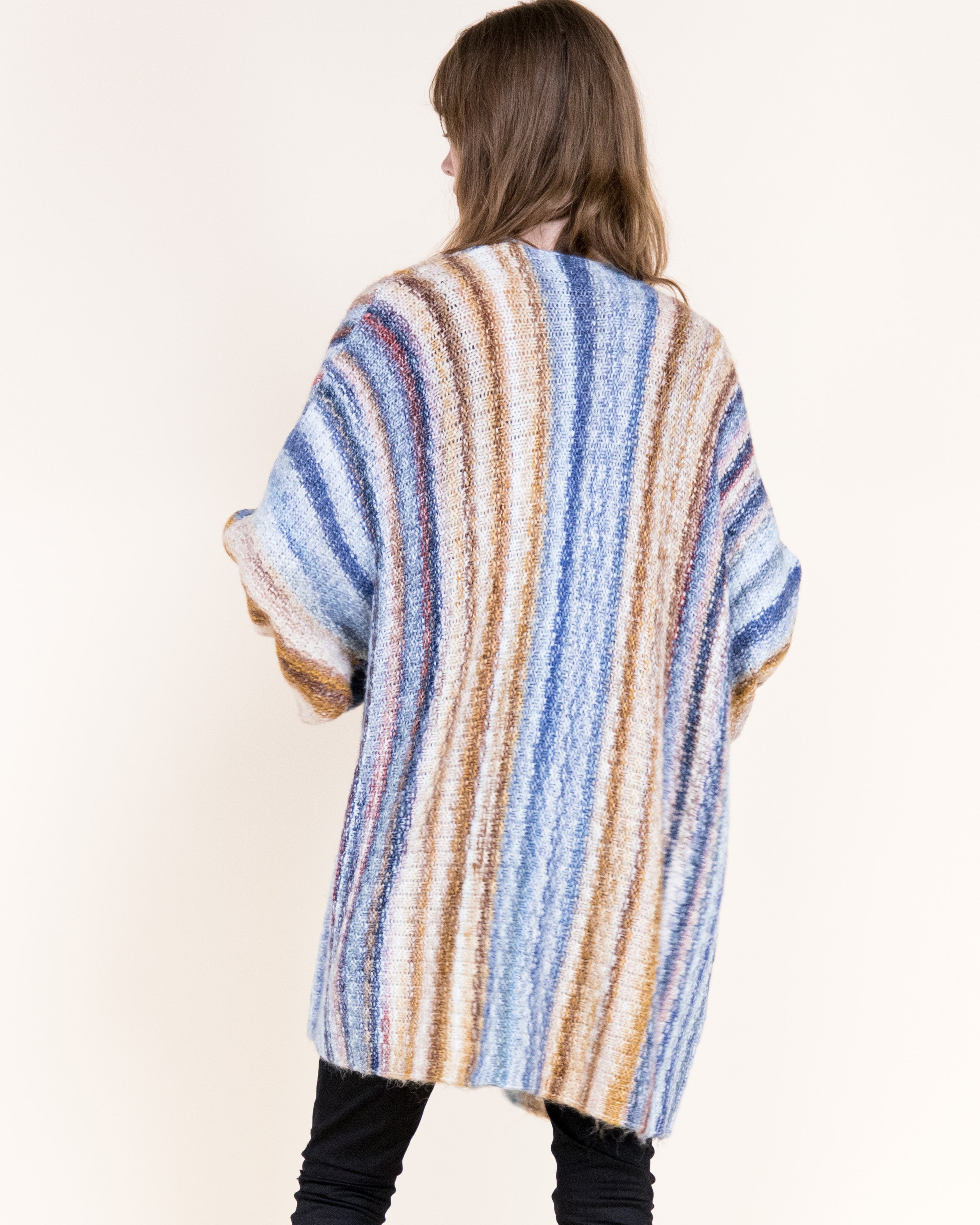 Nativa Striped Lounge Cardigan-ORANGE BLUE (S/M, L/XL) (Pack of 6)