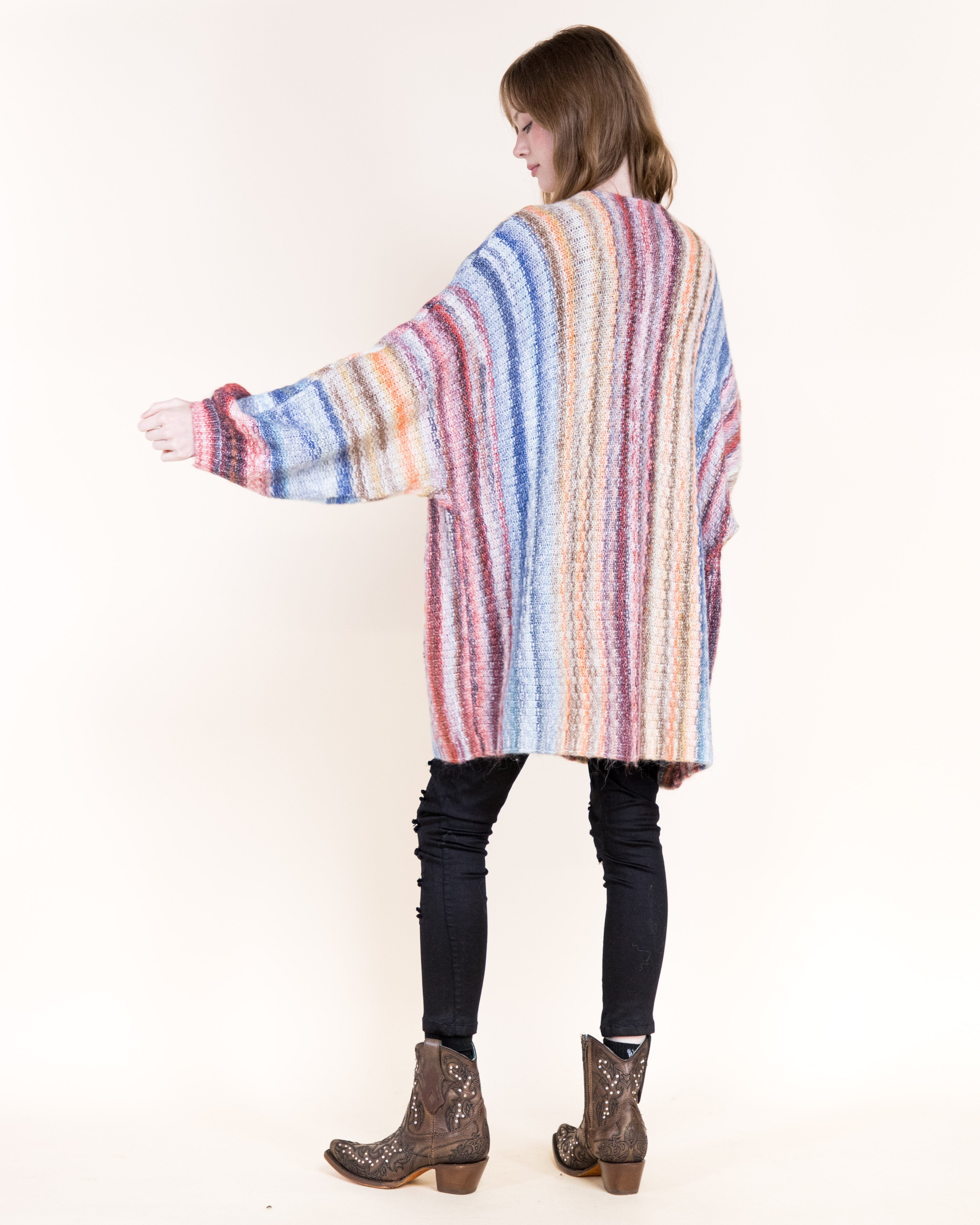 Nativa Striped Lounge Cardigan-ORANGE BLUE (S/M, L/XL) (Pack of 6)