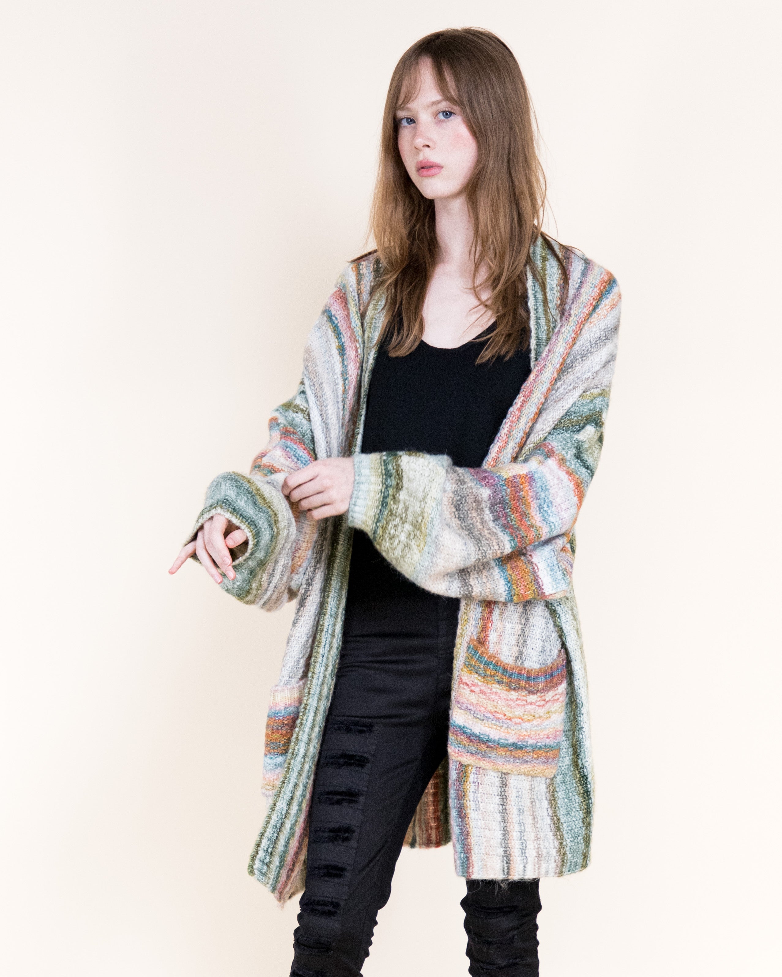 Nativa Striped Lounge Cardigan-ORANGE BLUE (S/M, L/XL) (Pack of 6)