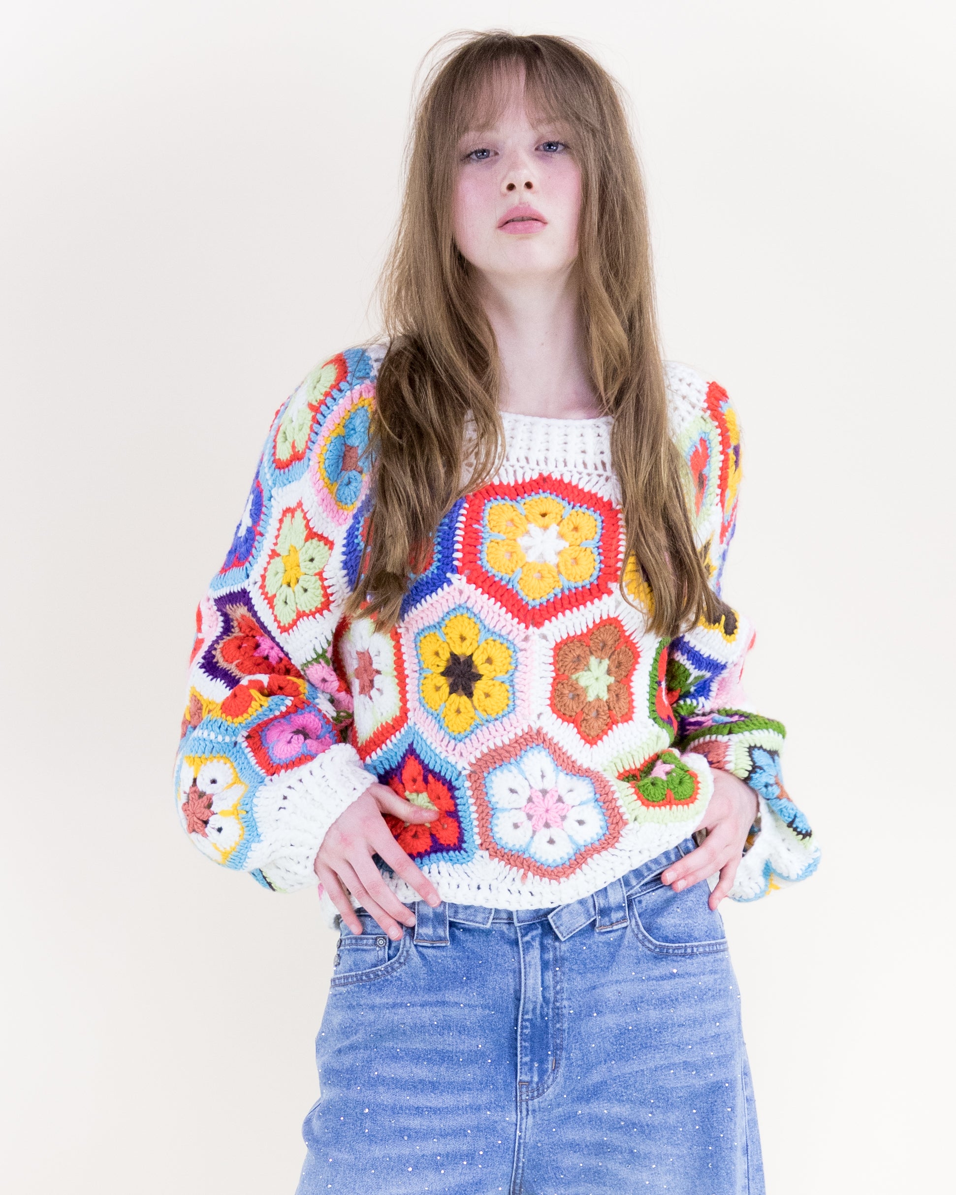 Flowerchild Handmade Chunky Knit Sweater - WHITE (S/M, L/XL) (Pack of 6)