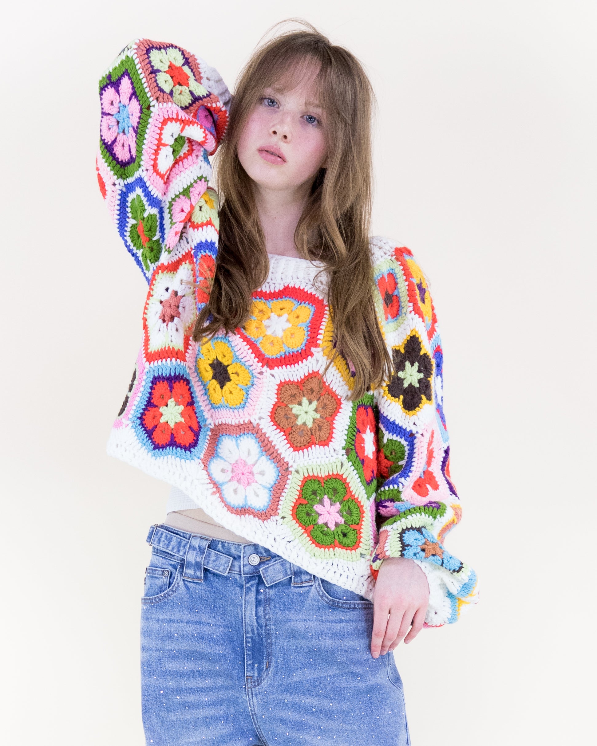 Flowerchild Handmade Chunky Knit Sweater - WHITE (S/M, L/XL) (Pack of 6)