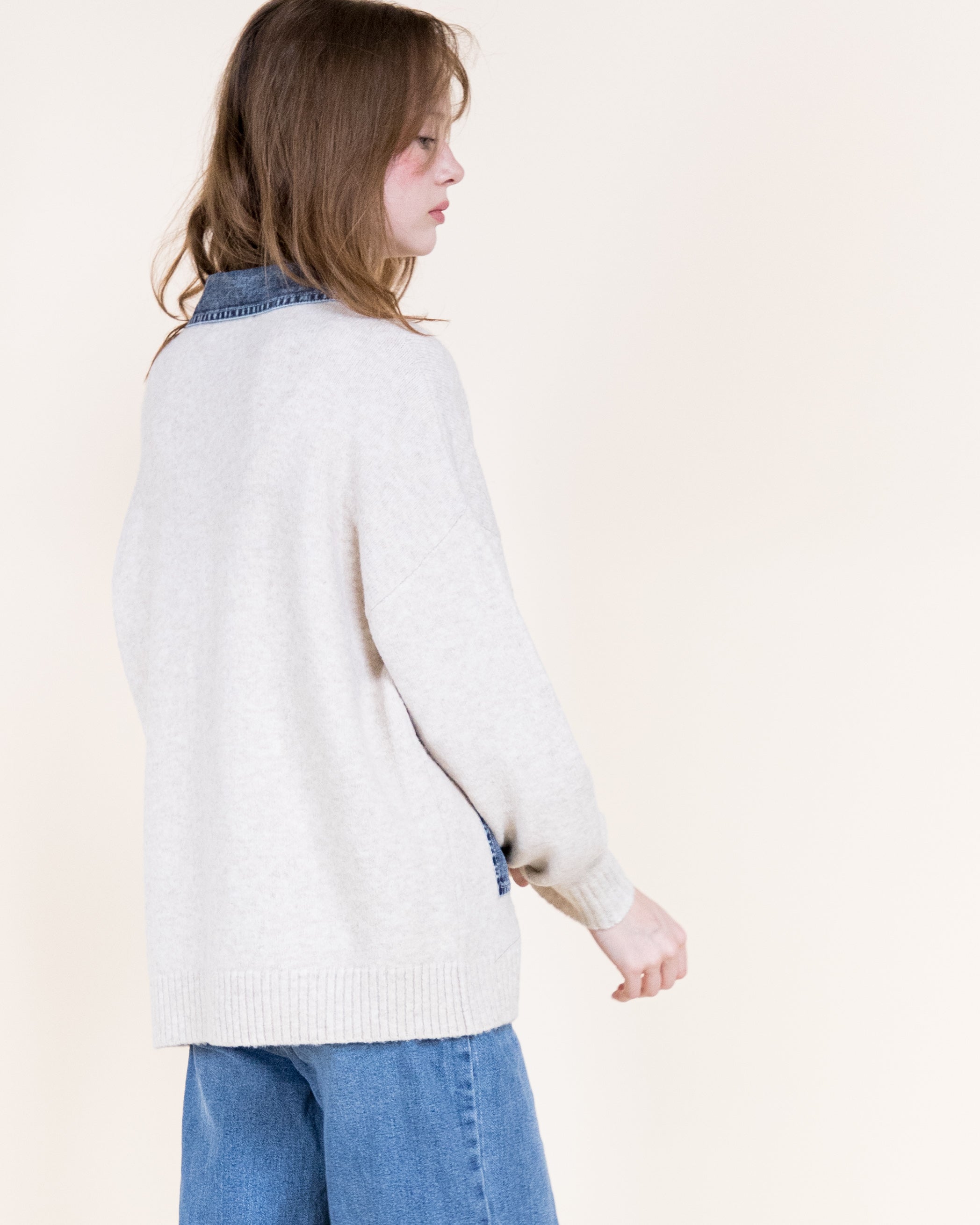 Soho Denim Trim Boyfriend Cardigan-BLACK (S/M, L/XL) (Pack of 6)