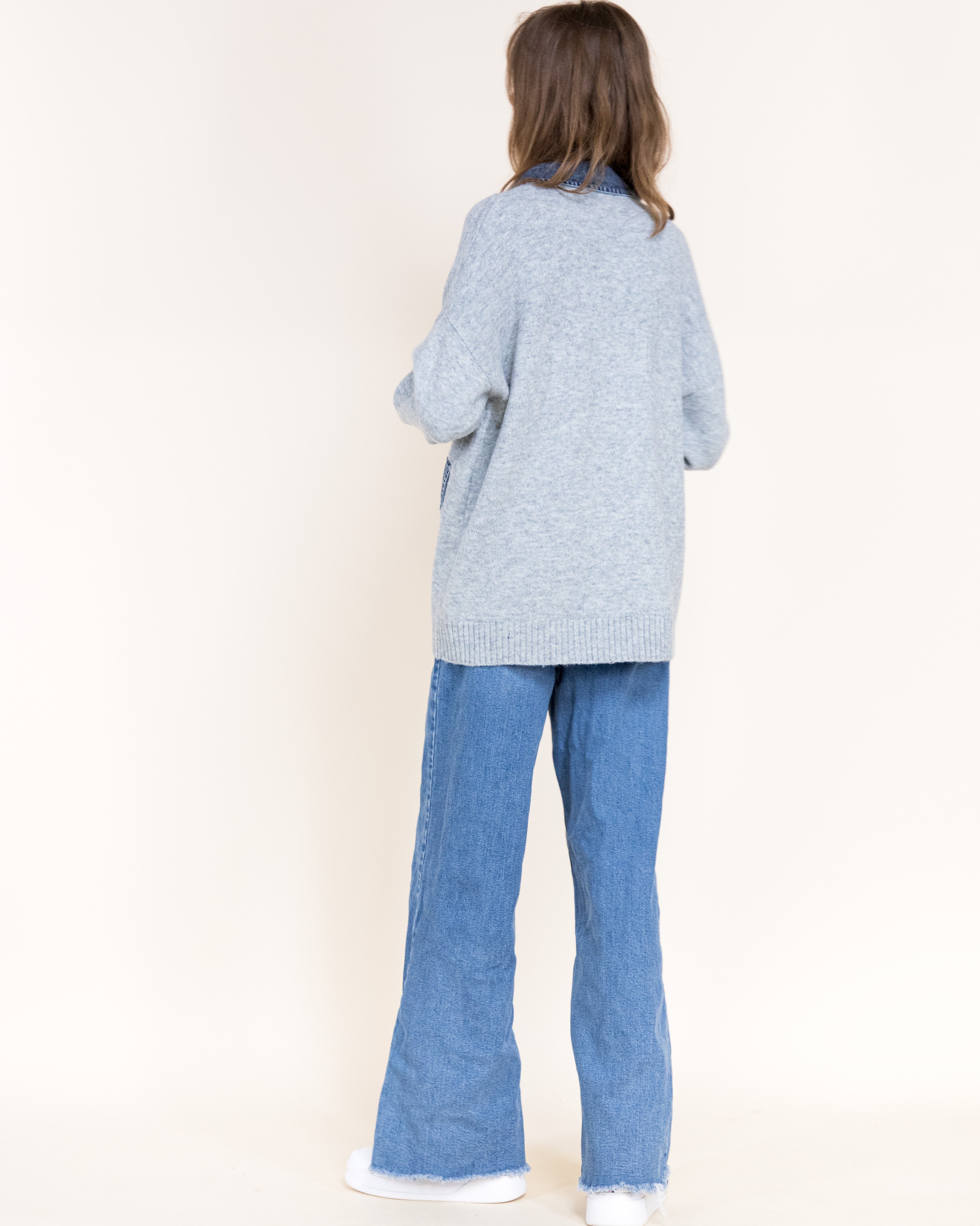 Soho Denim Trim Boyfriend Cardigan-BLACK (S/M, L/XL) (Pack of 6)