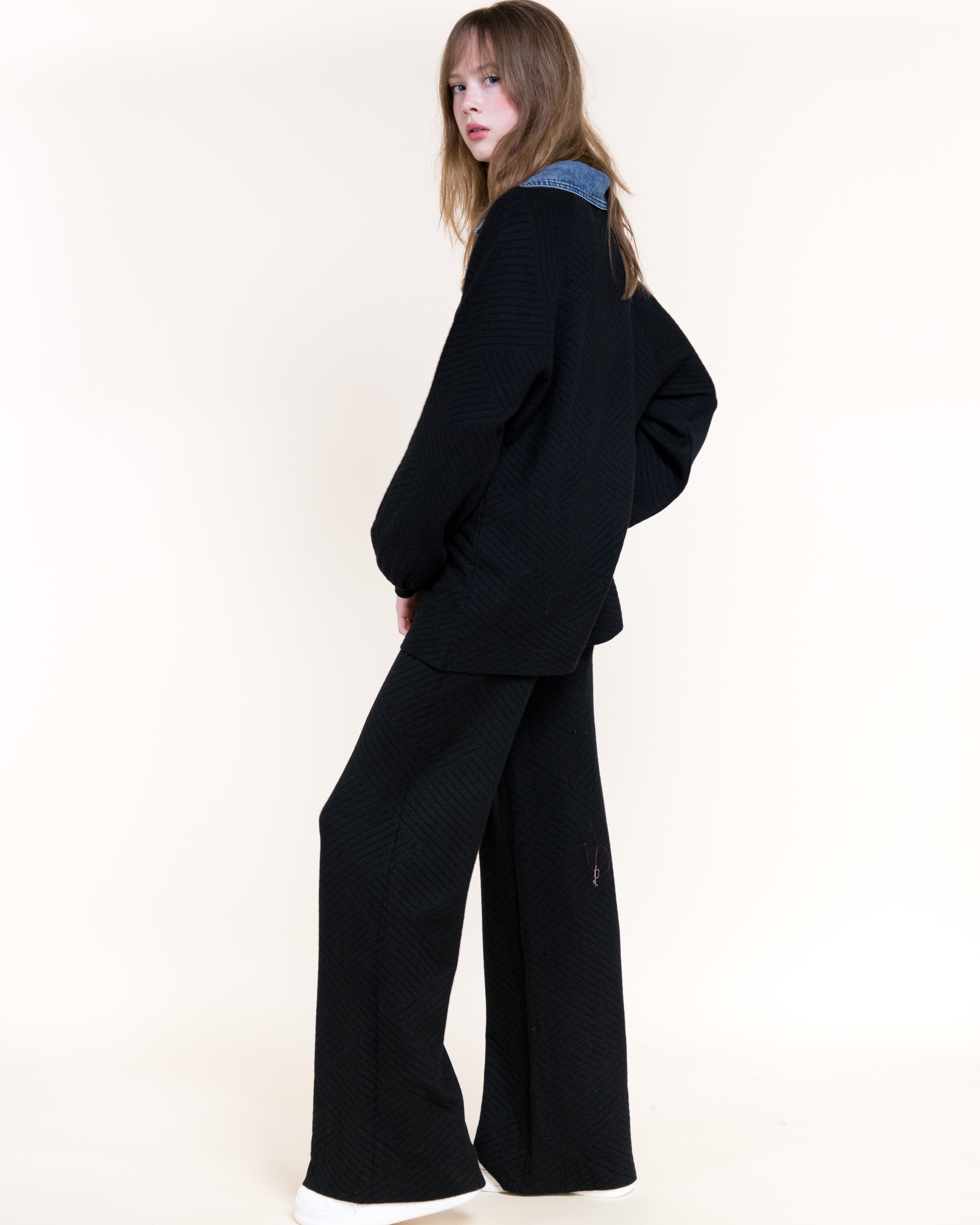 Chevron Texture Wide Leg Pants- BURGUNDY (S/M, L/XL) (Pack of 6)