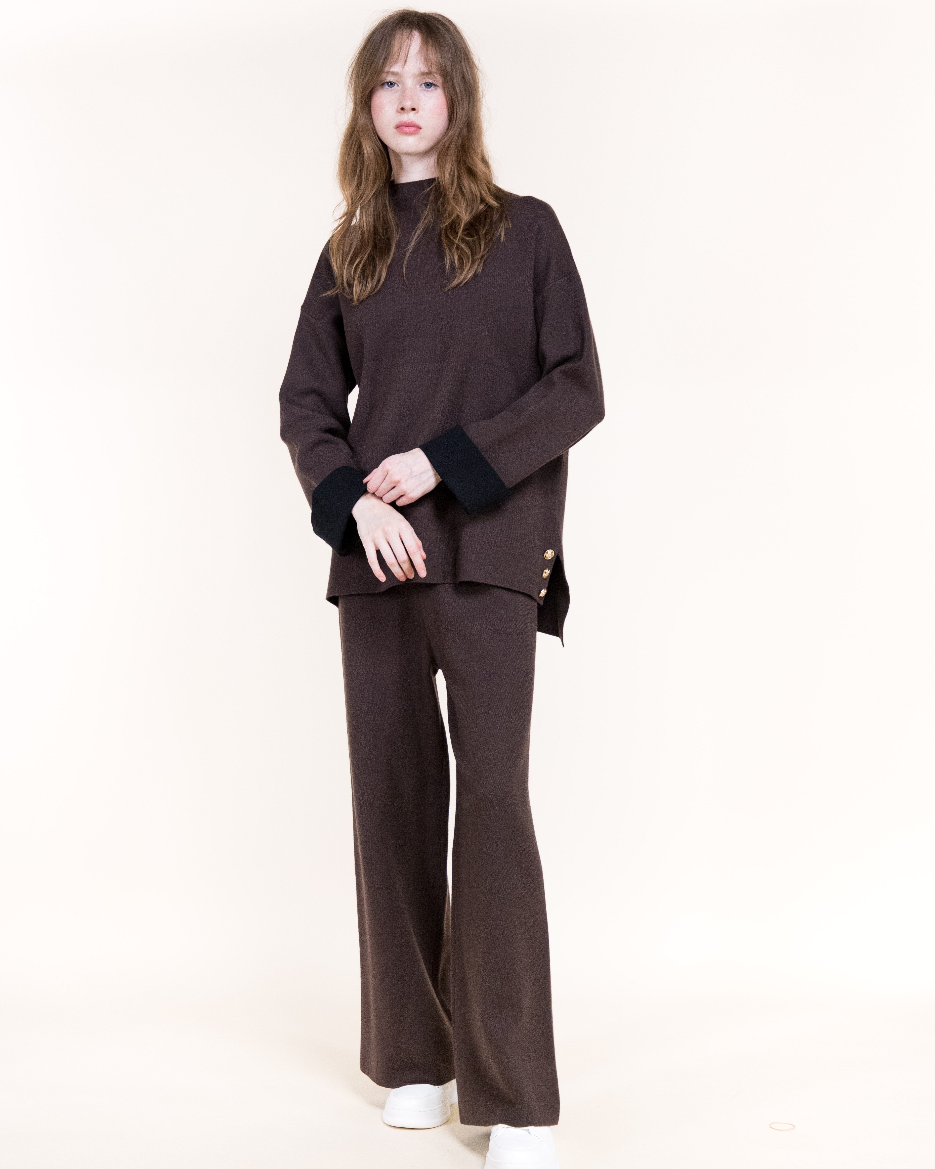 Atelier Lounge Wide Leg Knitted Pants- BROWN (S/M, L/XL) (Pack of 6)