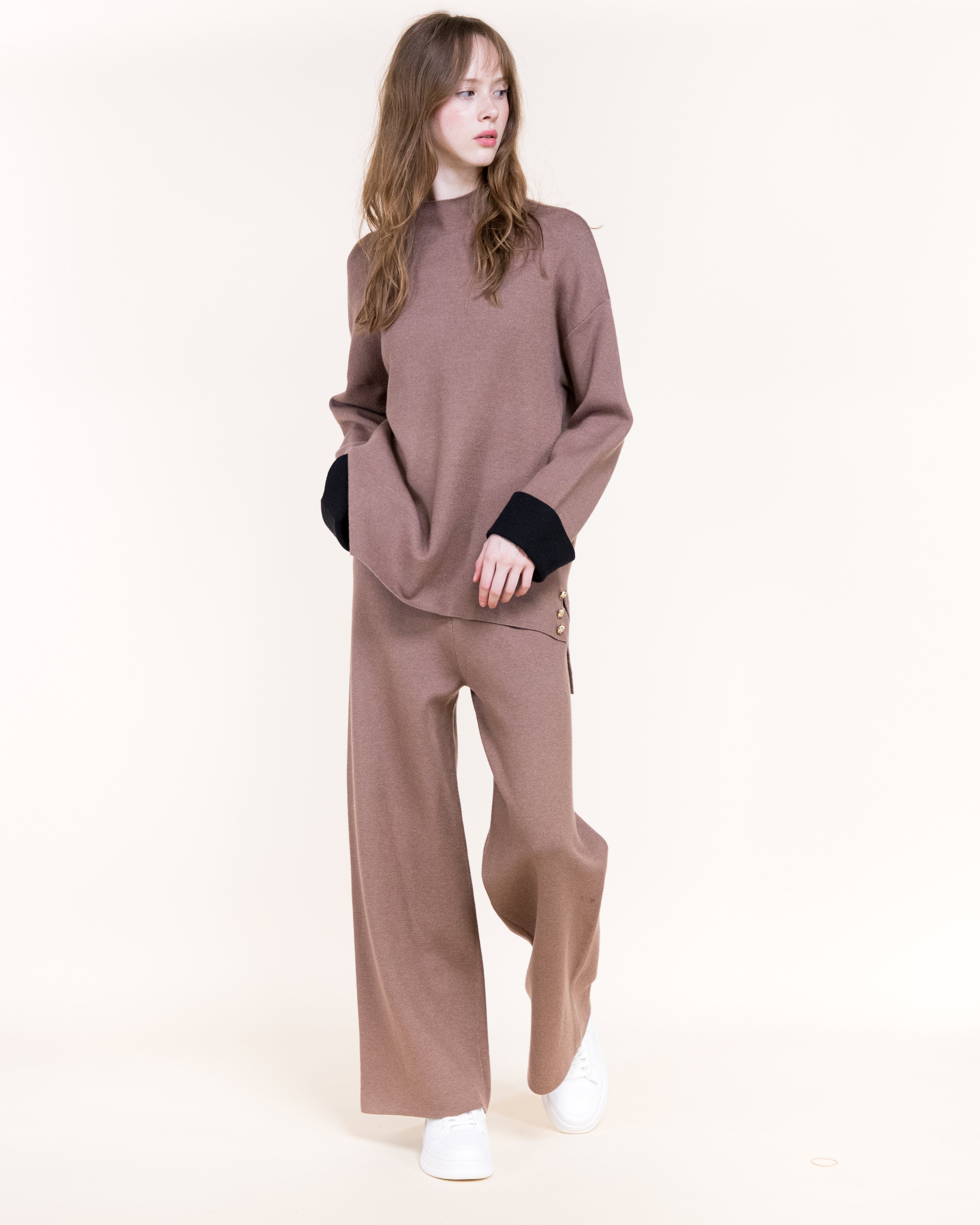 Atelier Lounge Wide Leg Knitted Pants- BROWN (S/M, L/XL) (Pack of 6)