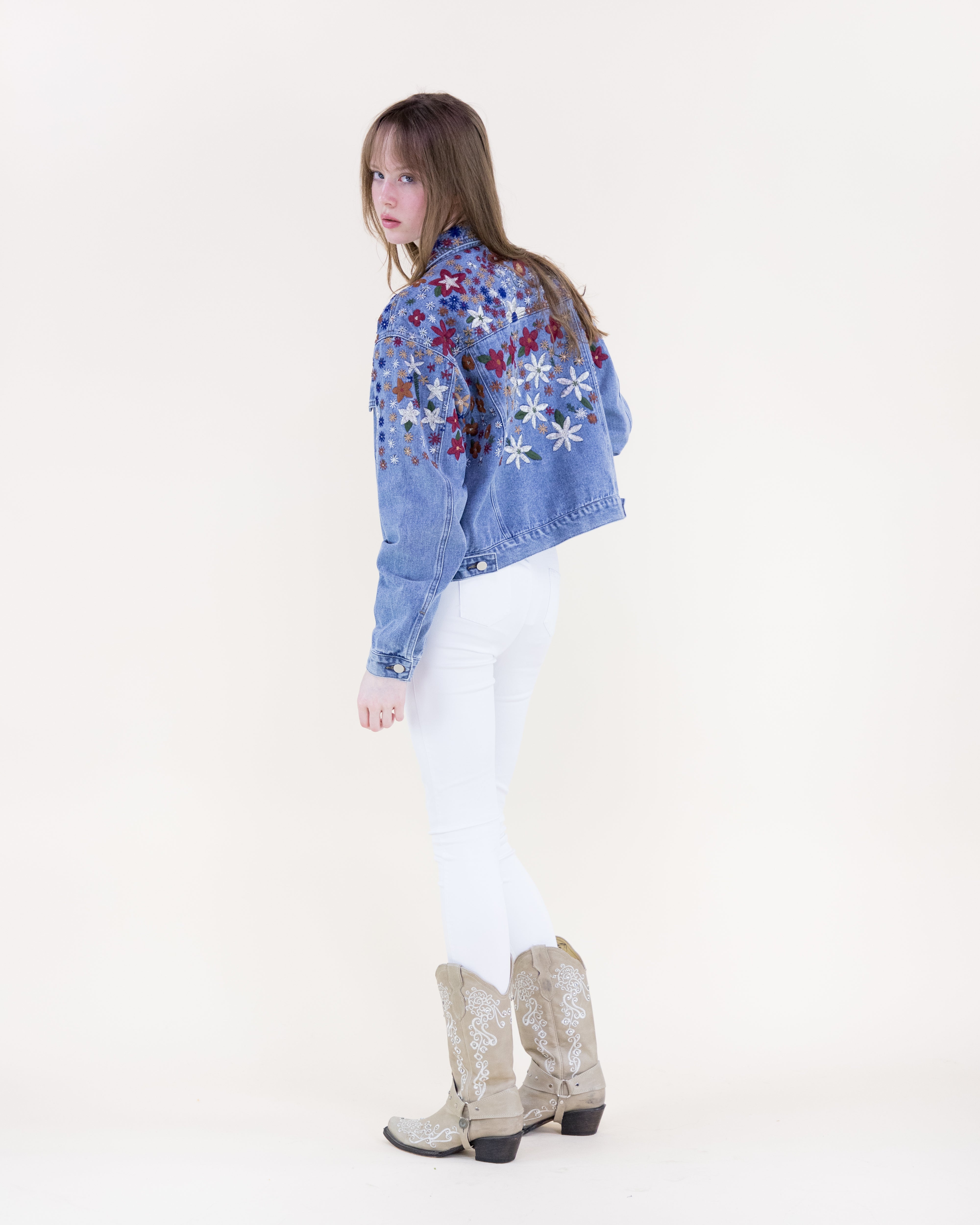 Wildflower Hand Embroidered Denim Jacket - DENIM (S, M, L) (Pack of 6)