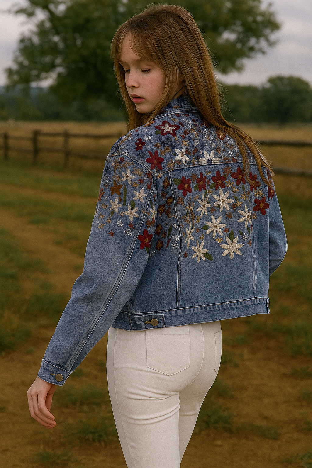 Wildflower Hand Embroidered Denim Jacket - DENIM (S, M, L) (Pack of 6)