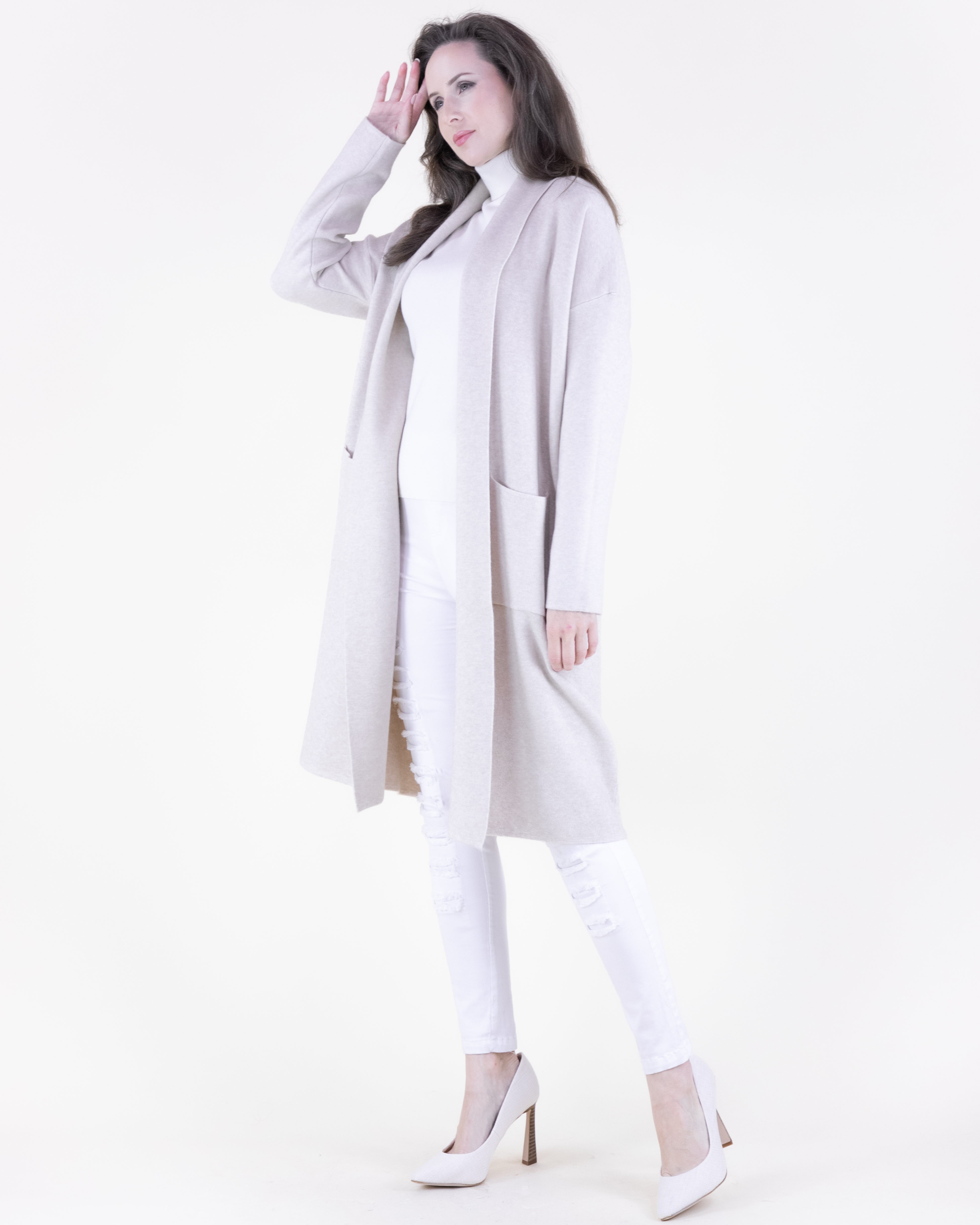 Shawl Collar Front Pockets Open Duster Cardigan - GRAY (S/M, L/XL) (Pack of 6)