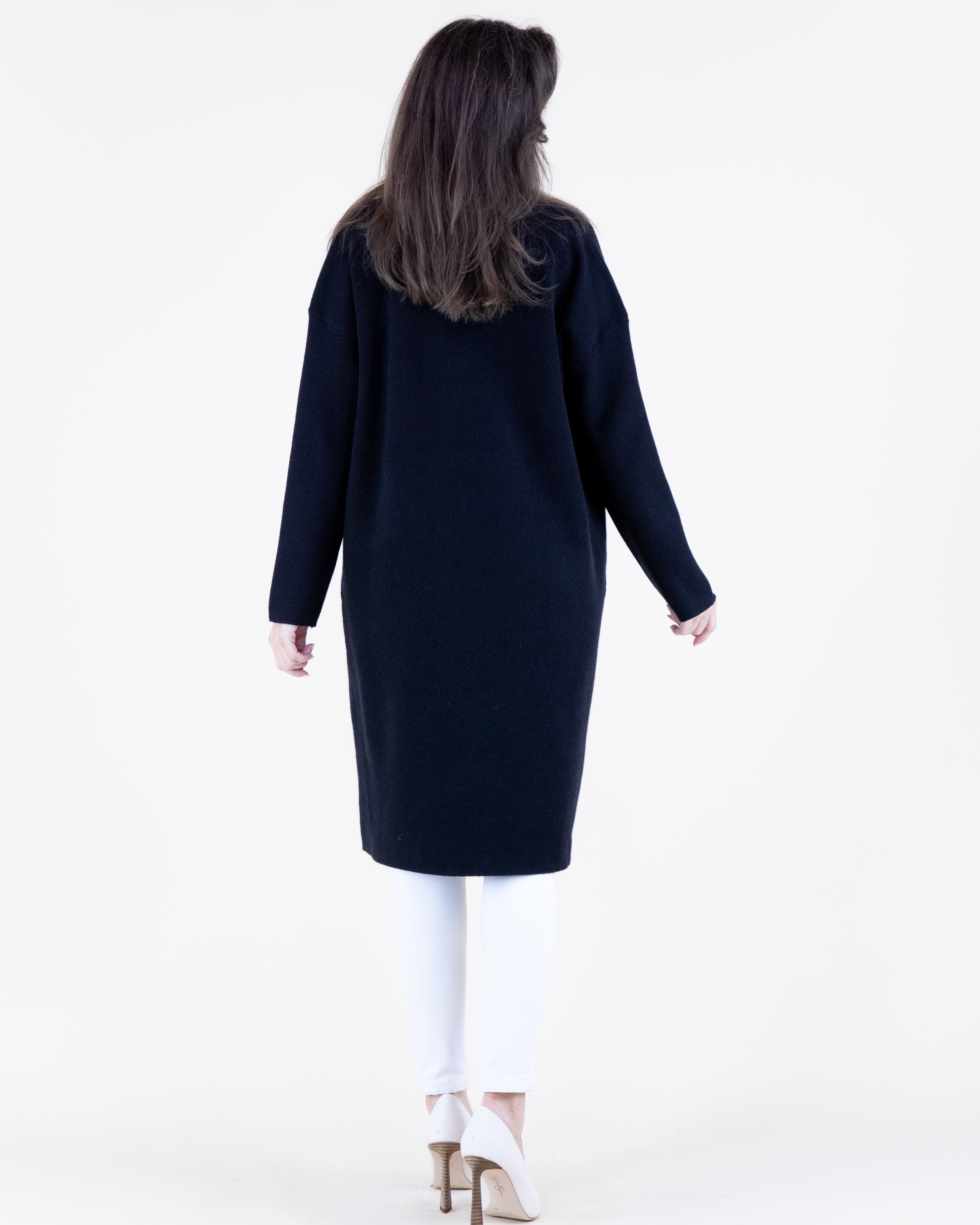 Shawl Collar Front Pockets Open Duster Cardigan - BLACK (S/M, L/XL) (Pack of 6)