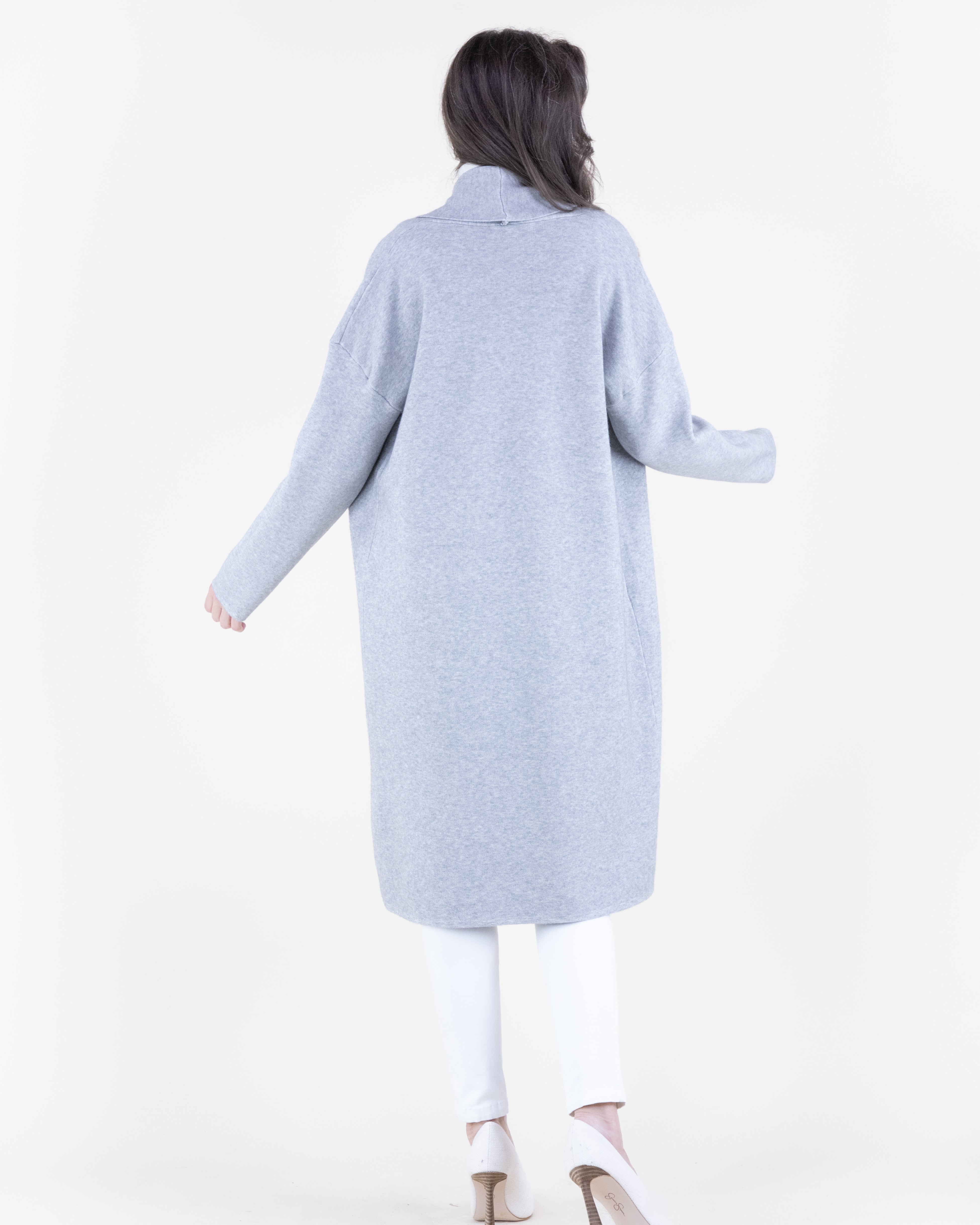 Shawl Collar Front Pockets Open Duster Cardigan - GRAY (S/M, L/XL) (Pack of 6)