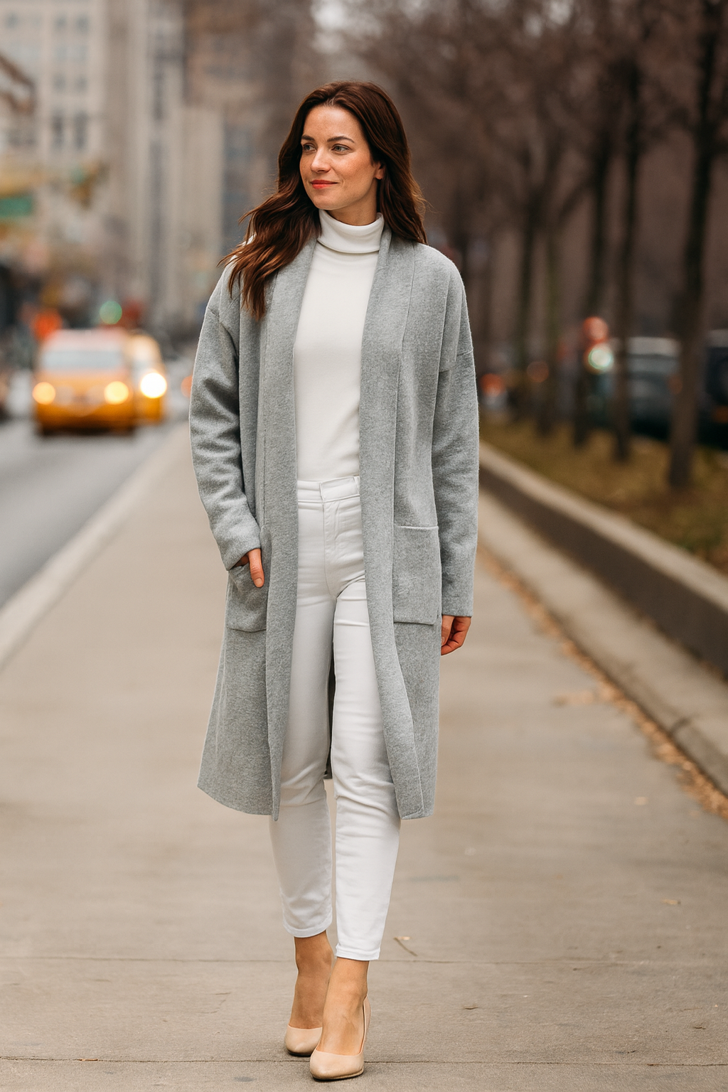 Shawl Collar Front Pockets Open Duster Cardigan - GRAY (S/M, L/XL) (Pack of 6)