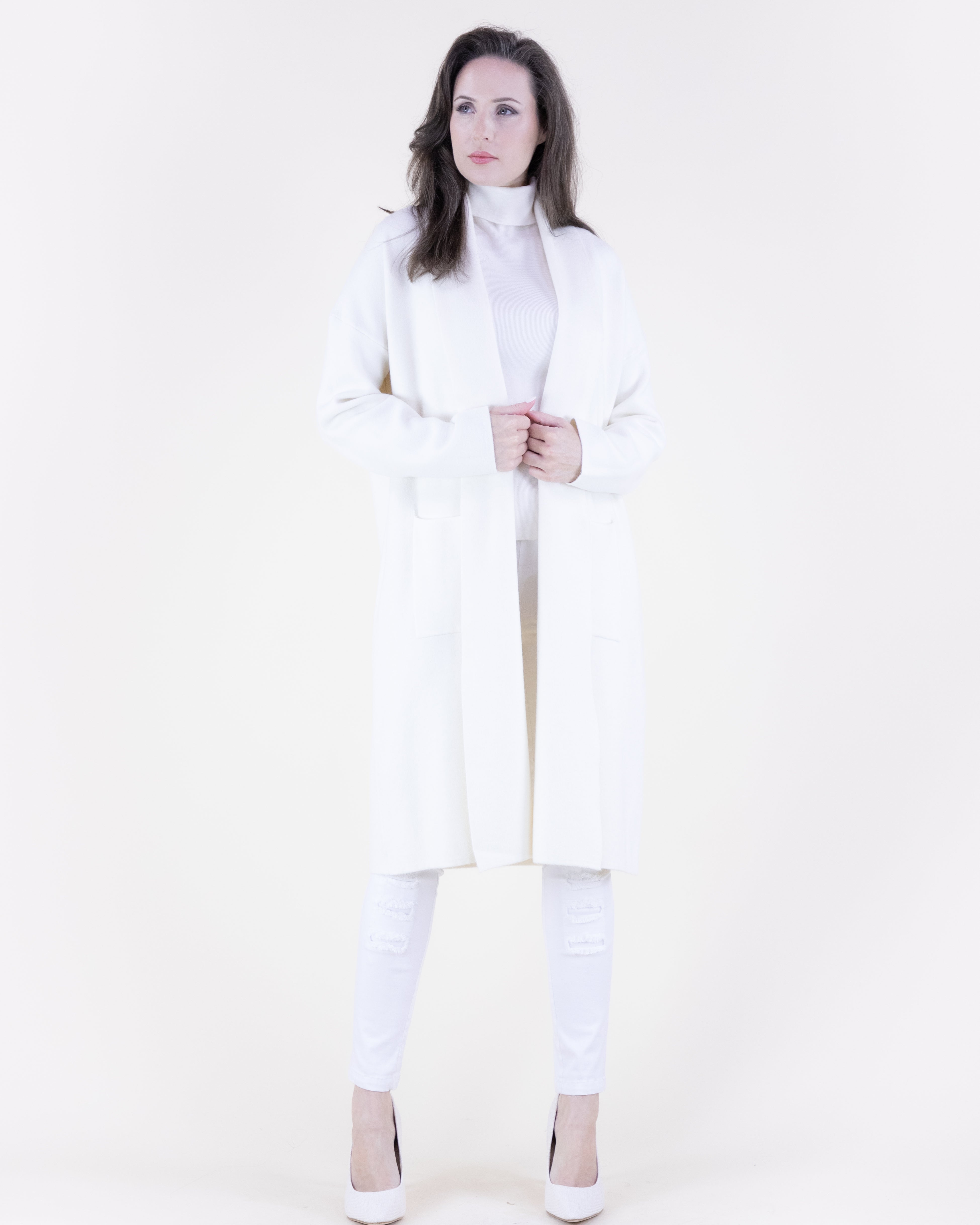 Shawl Collar Front Pockets Open Duster Cardigan - BLACK (S/M, L/XL) (Pack of 6)